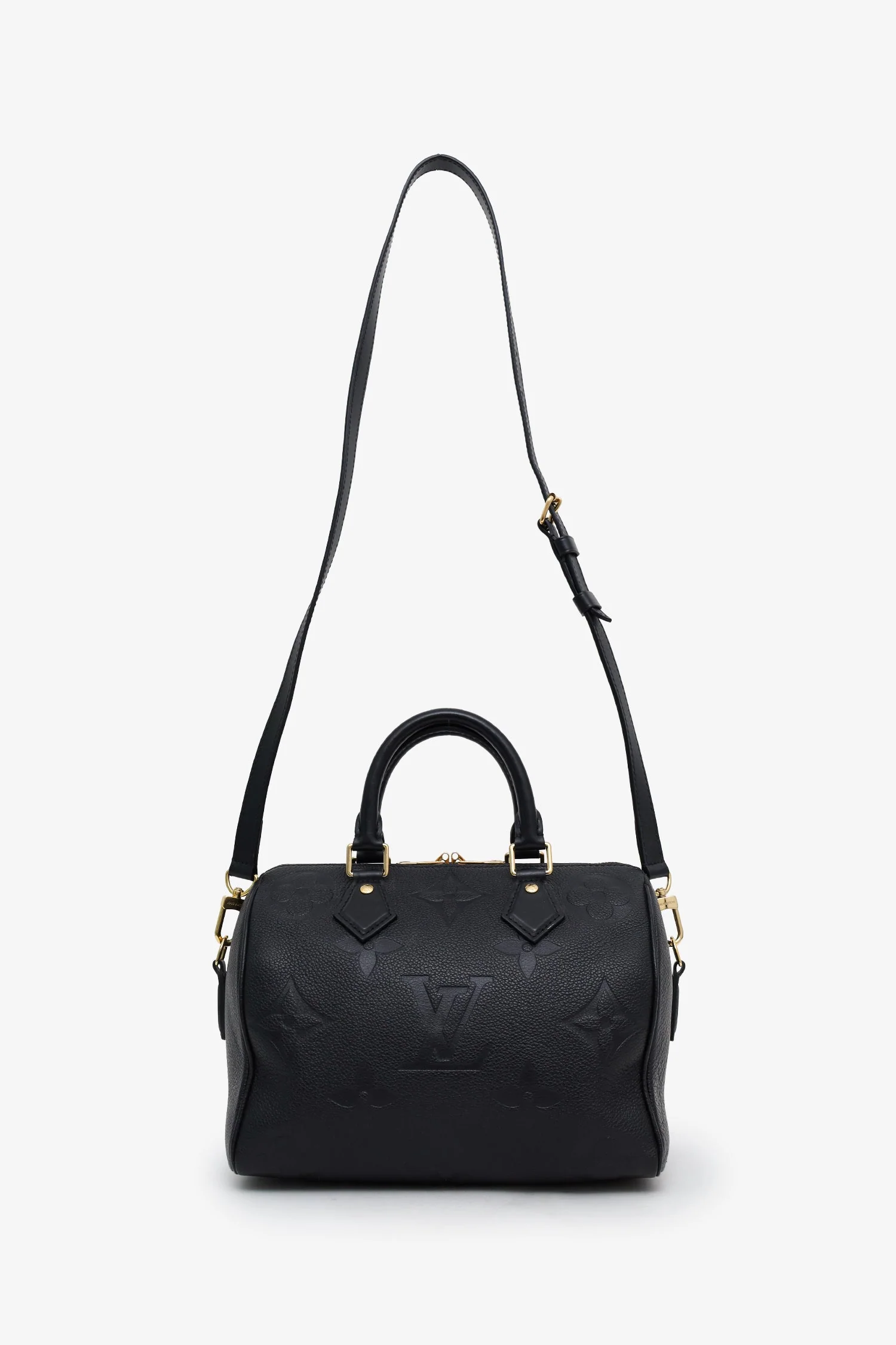 Louis Vuitton Black Monogram Giant Empreinte Leather Speedy 25 NM Bandouliere Bag With Strap - Image 6