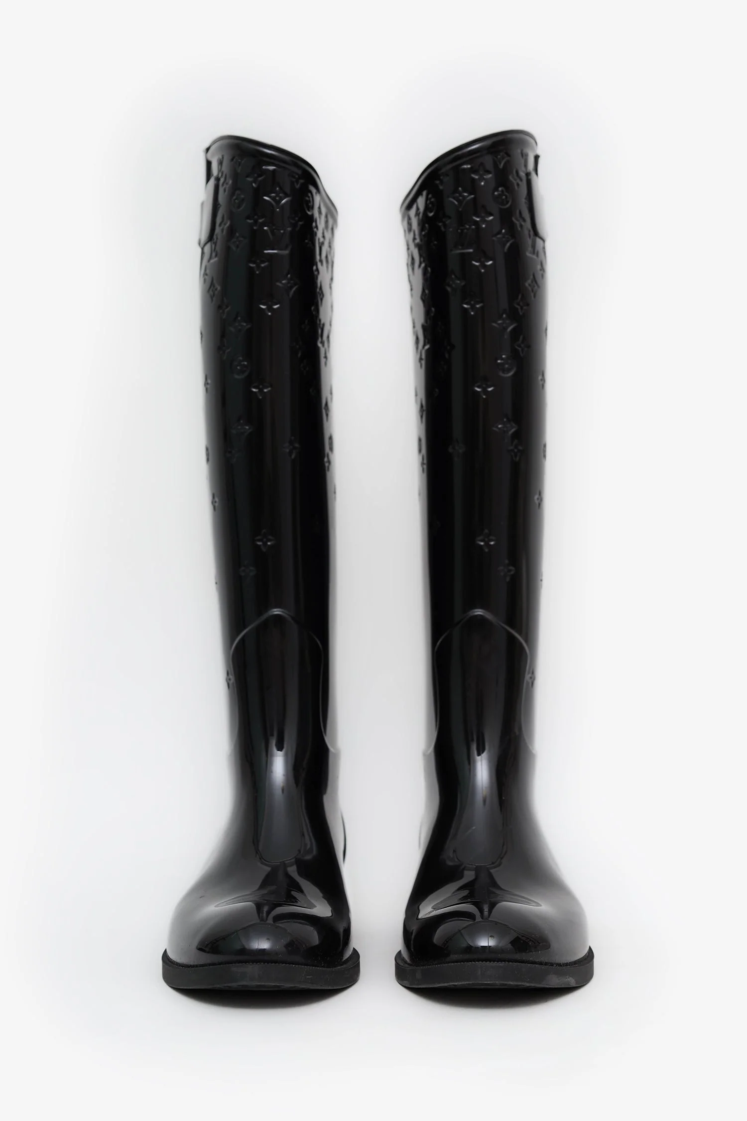 Louis Vuitton Black Monogram Rubber Rain Boots Size 36 - Image 3