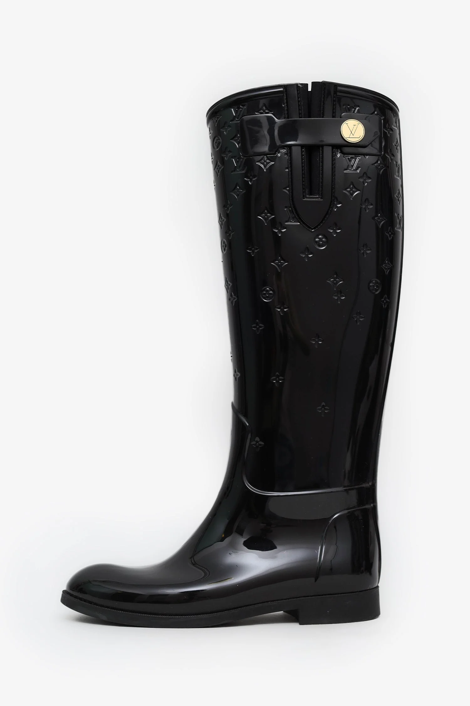 Louis Vuitton Black Monogram Rubber Rain Boots Size 36 - Image 5
