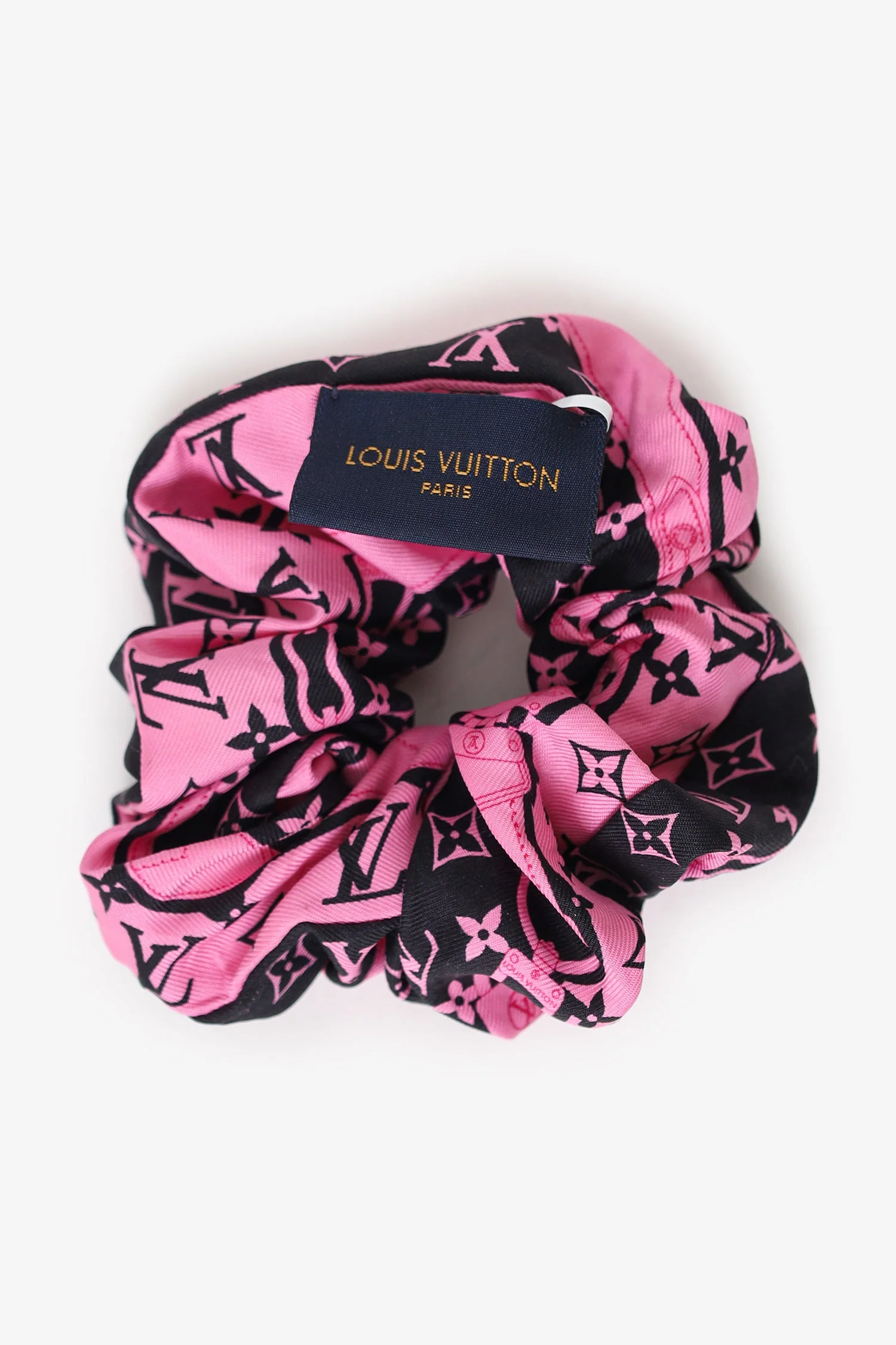 Louis Vuitton Black/Pink Silk Monogram Confidential Chouchou Scrunchie - Image 3