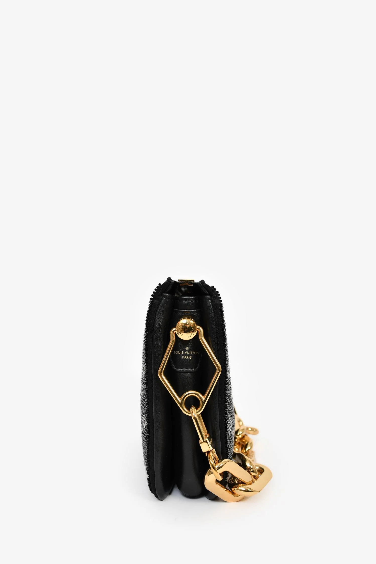 Louis Vuitton Black Satin Beaded Embroidered Monogram Coussin BB - Image 4