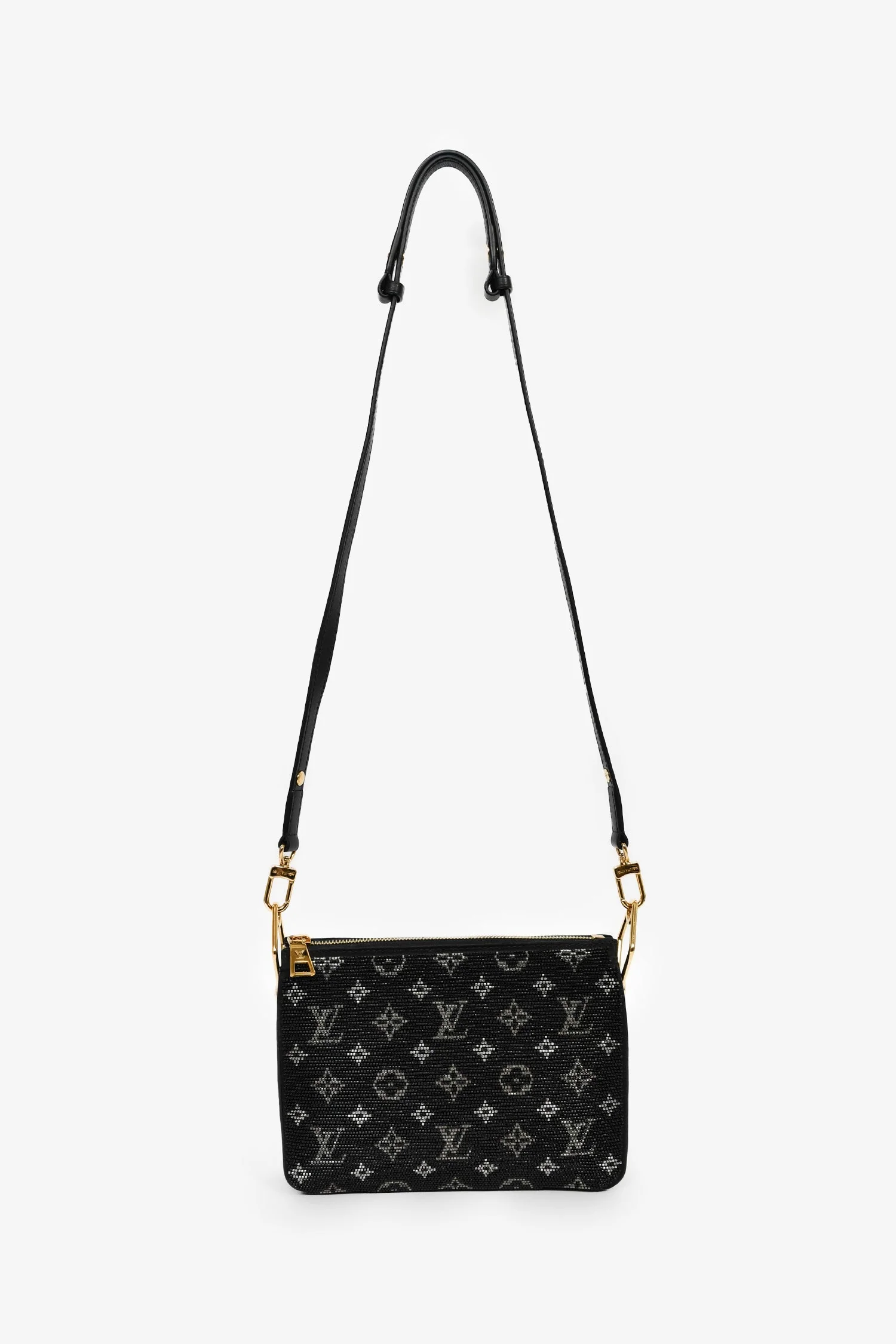 Louis Vuitton Black Satin Beaded Embroidered Monogram Coussin BB - Image 9