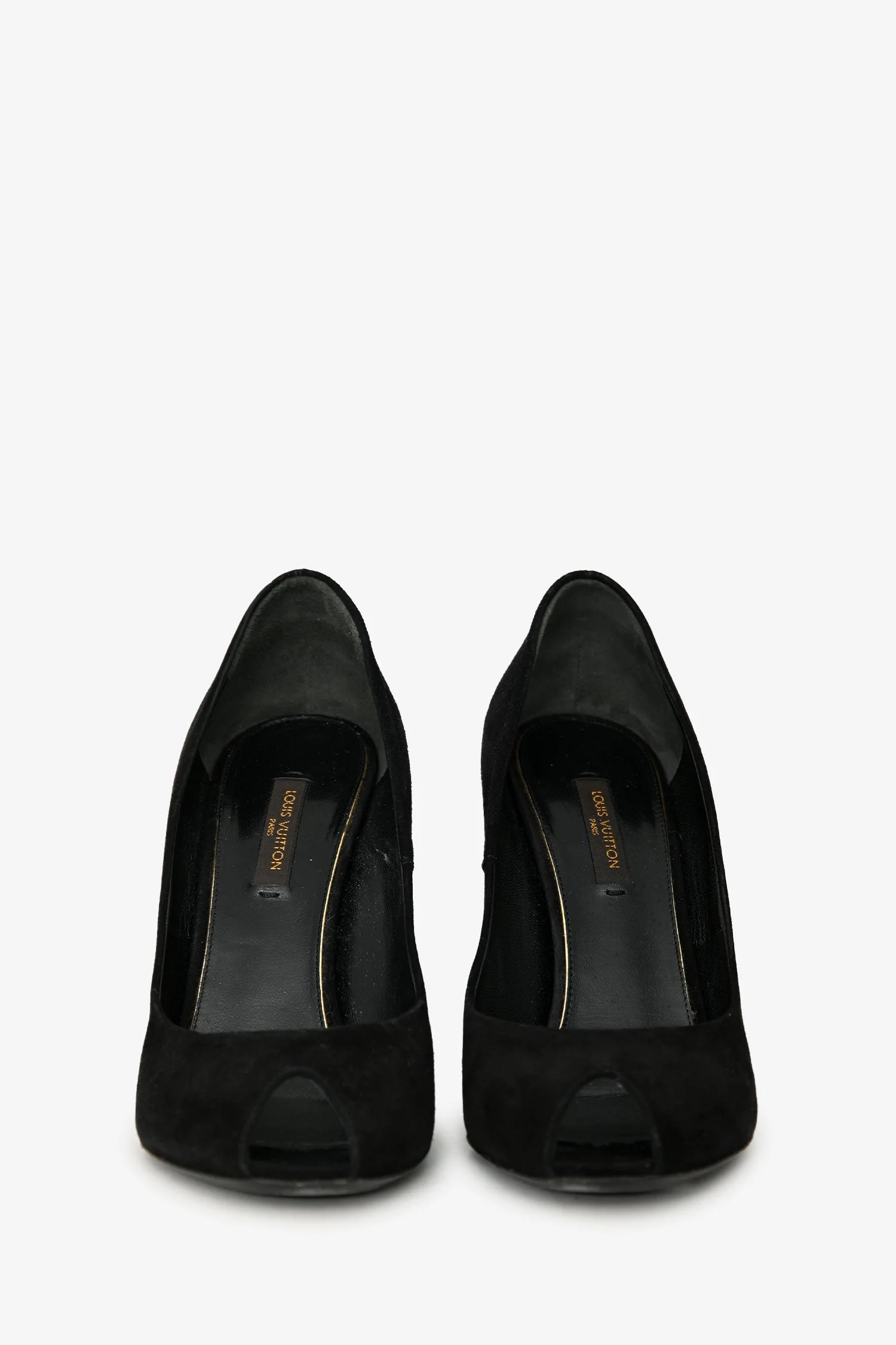 Louis Vuitton Black Suede Crystal Embellished Wedge Heels Size 36 - Image 3