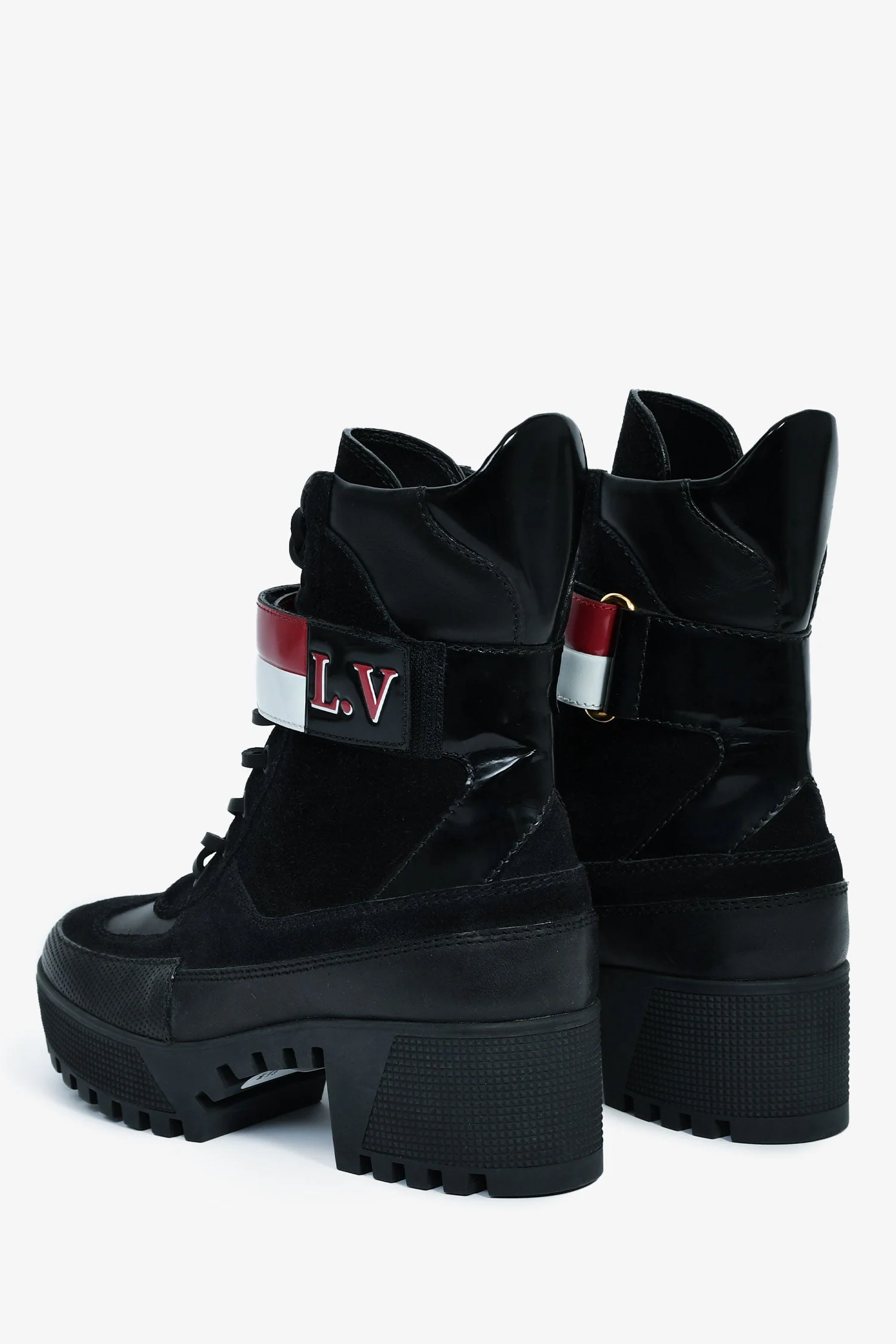 Louis Vuitton Black Suede Striped Combat 'Laureate' Boots Size 36 - Image 4