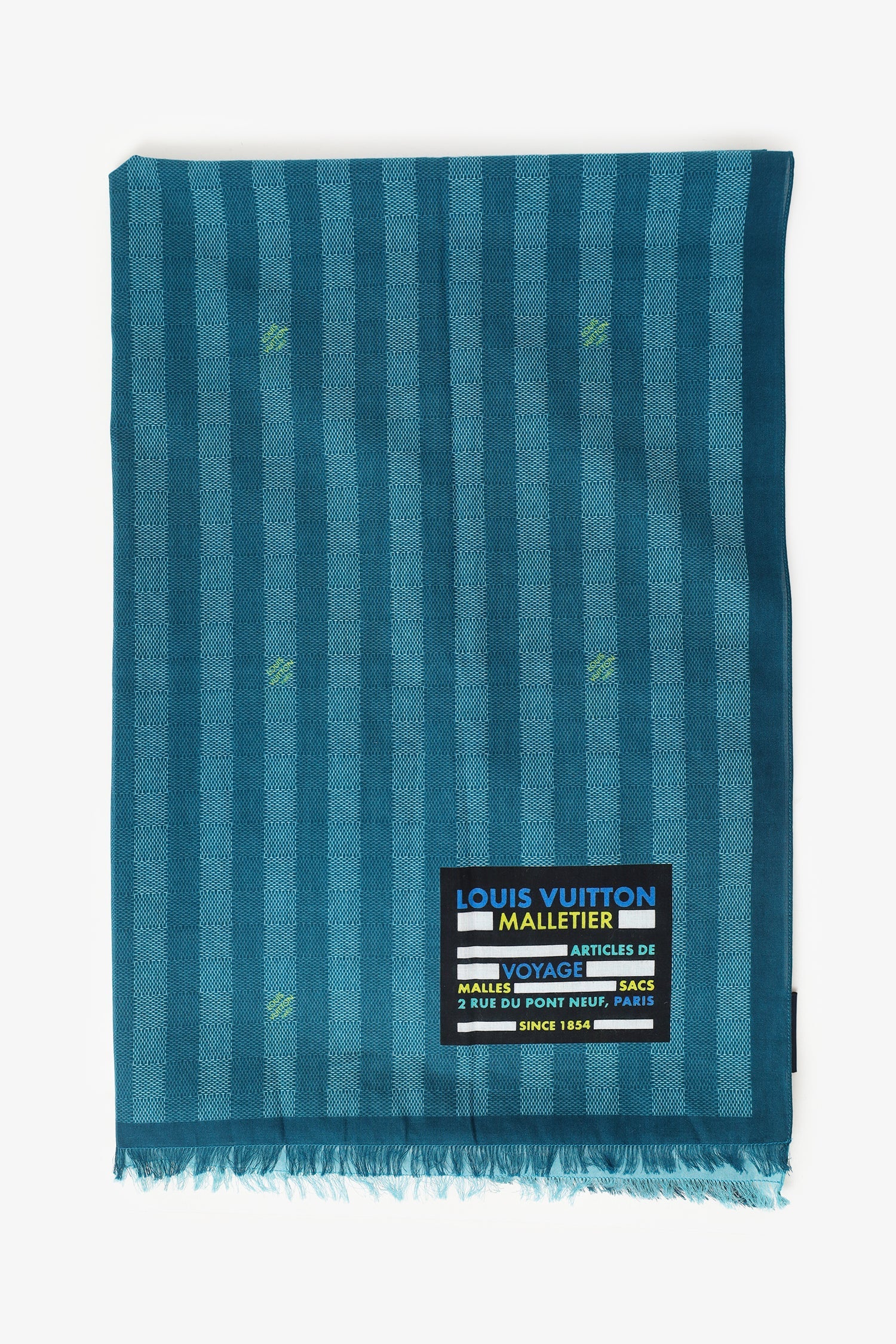 Louis Vuitton Blue Cotton Damier Stripes Scarf - Image 2