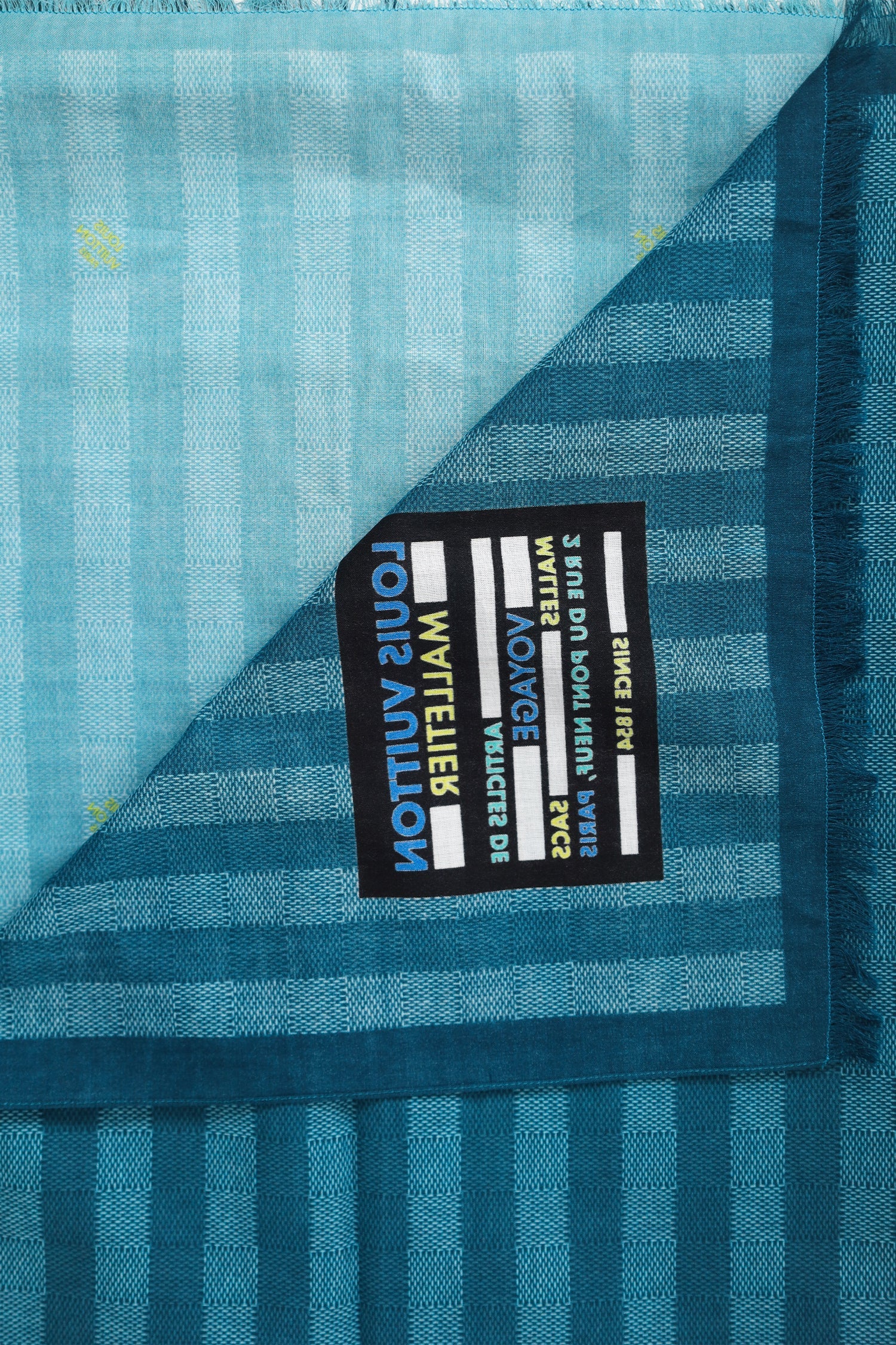 Louis Vuitton Blue Cotton Damier Stripes Scarf - Image 4