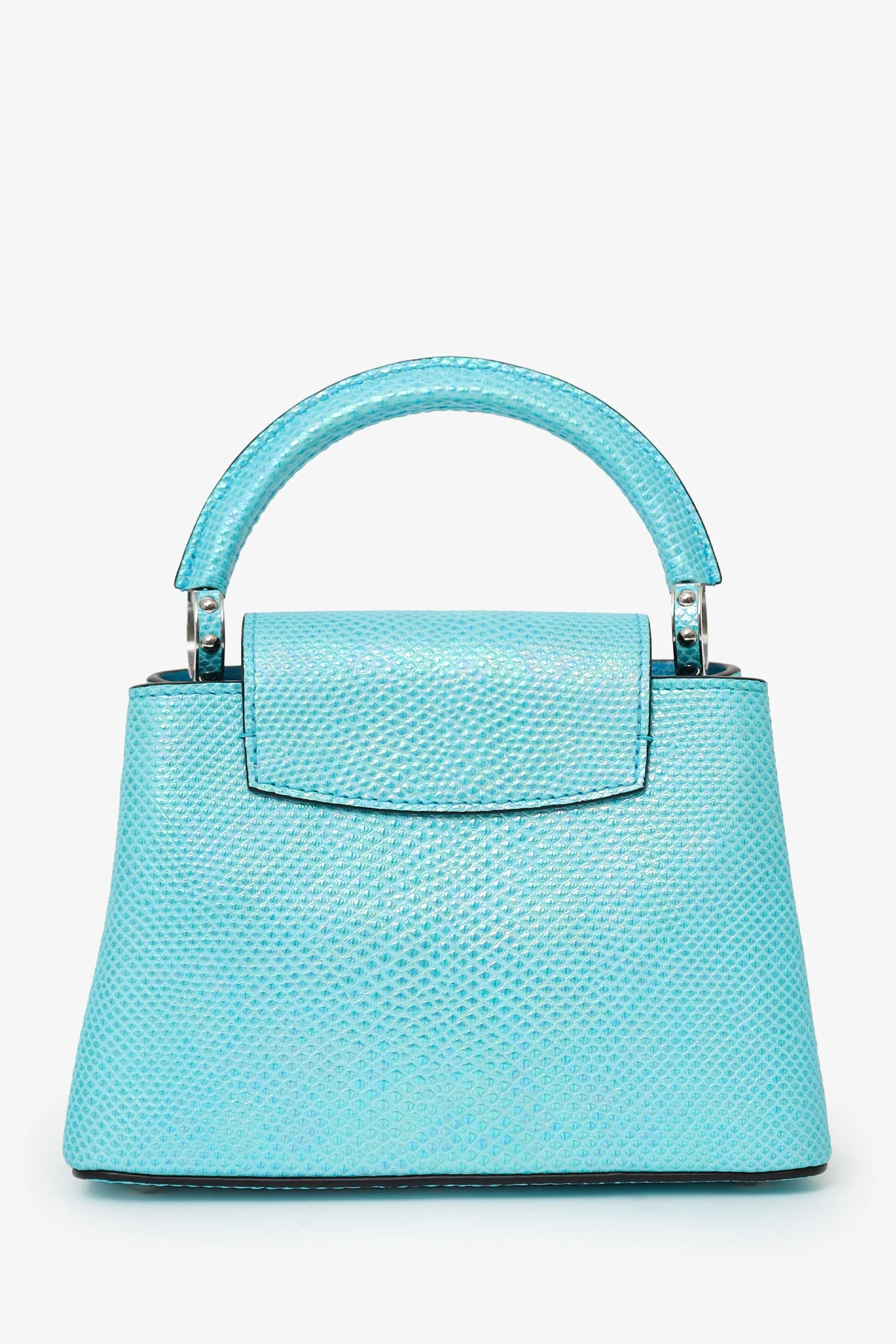 Louis Vuitton Blue Metallic Python Leather Mini Capucines with Strap - Image 3