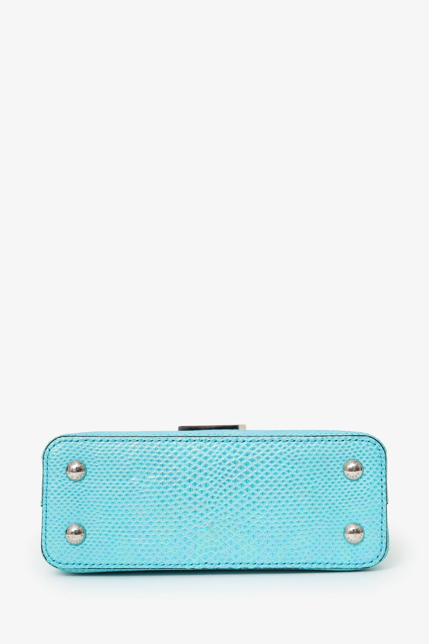 Louis Vuitton Blue Metallic Python Leather Mini Capucines with Strap - Image 5