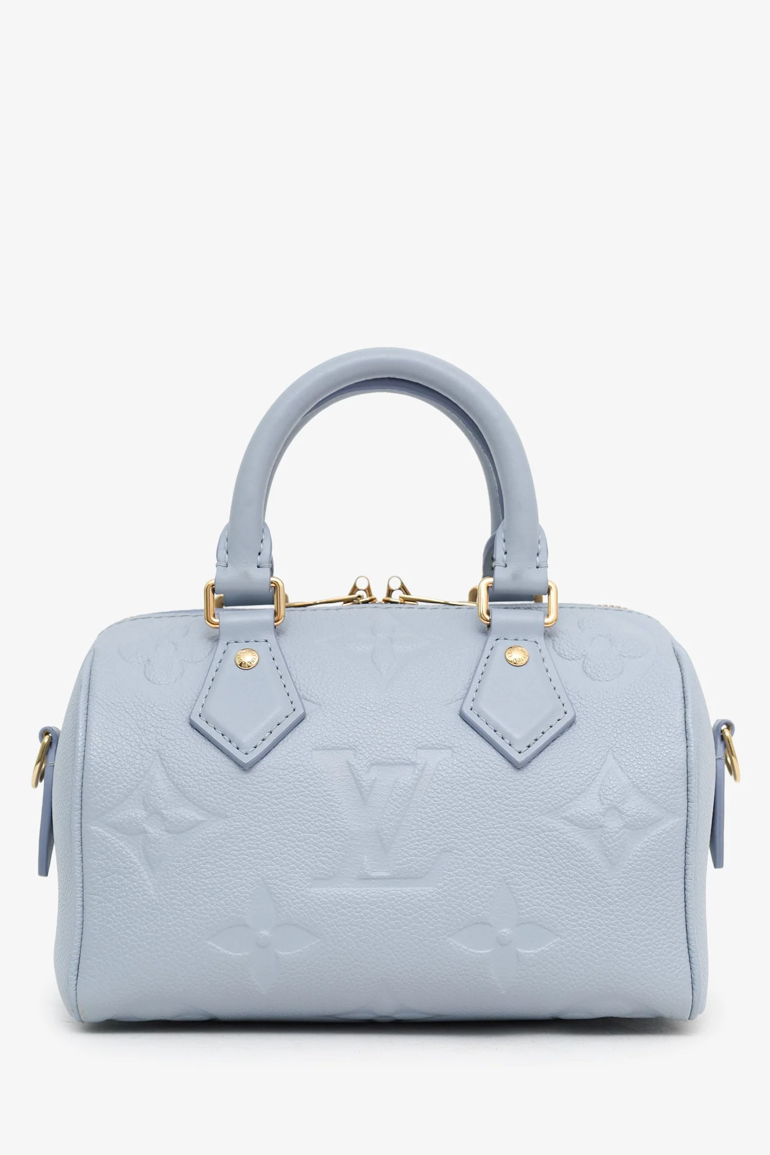 Louis Vuitton Blue Monogram Empreinte Leather Speedy Bandoulière 20 With Strap - Image 2