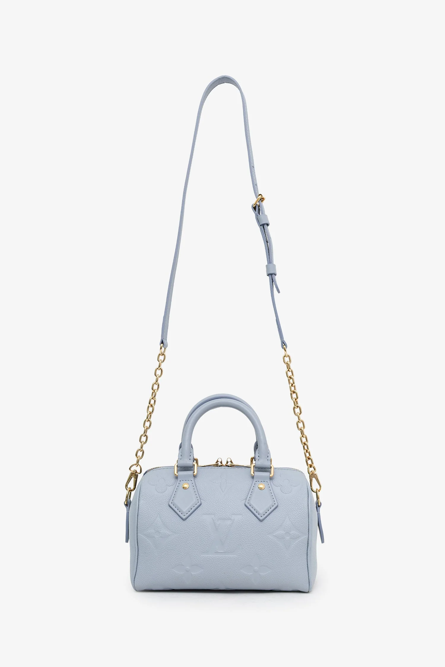 Louis Vuitton Blue Monogram Empreinte Leather Speedy Bandoulière 20 With Strap - Image 6
