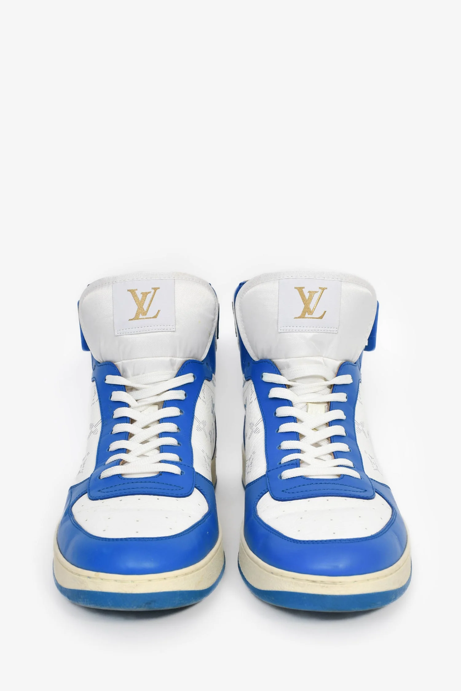 Louis Vuitton Blue/White Leather High Top Sneakers Size 7.5 Mens - Image 3