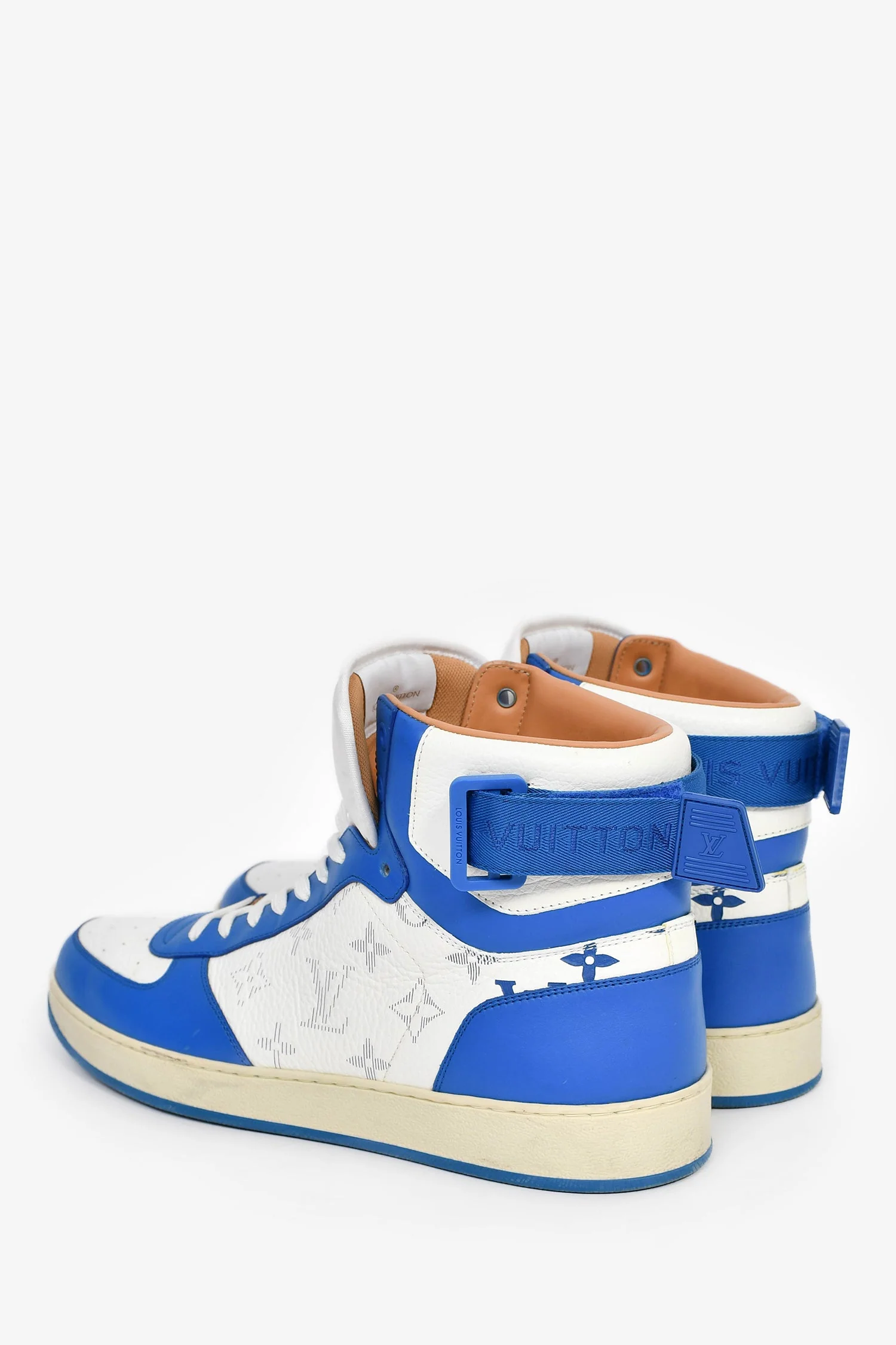 Louis Vuitton Blue/White Leather High Top Sneakers Size 7.5 Mens - Image 5