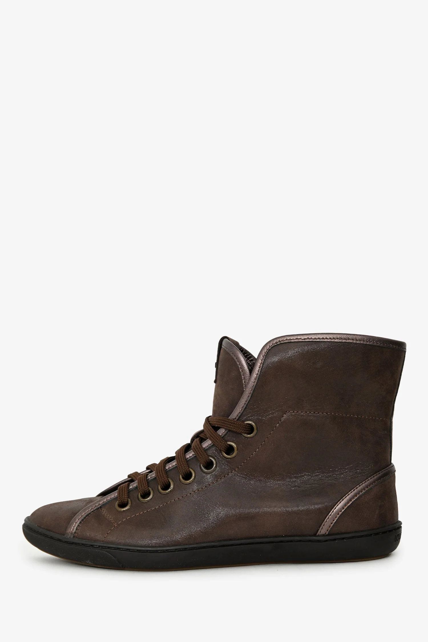 Louis Vuitton Brown Lace-Up High-Top Sneakers Size 36.5 - Image 5