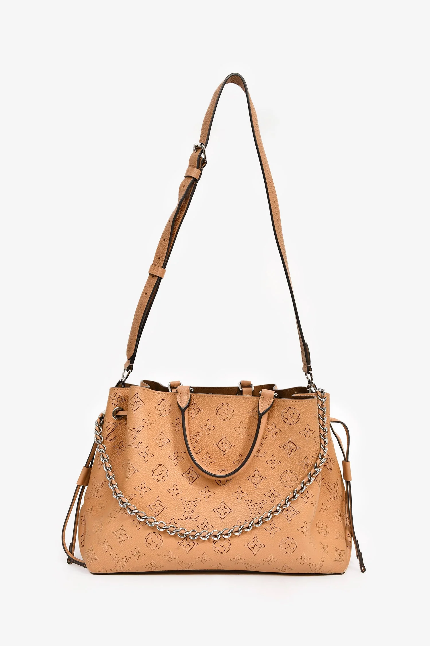 Louis Vuitton Camel Mahina Leather 'Bella' 3-Way Tote - Image 8