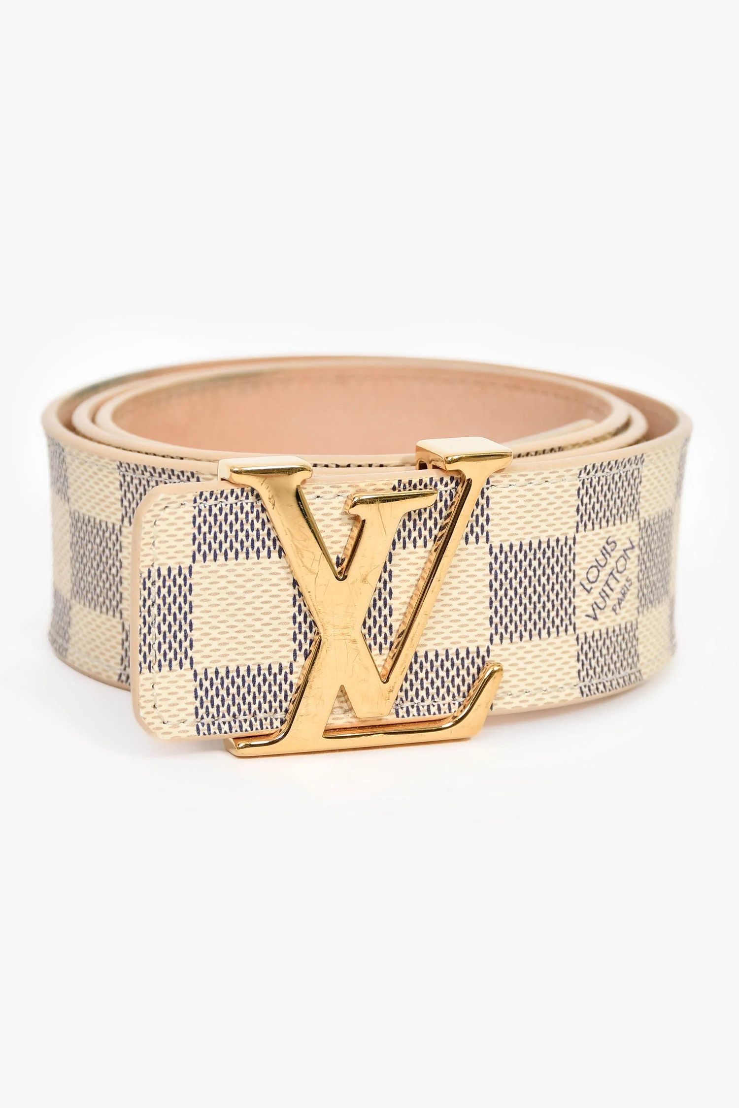 Louis Vuitton Damier Azur Canvas LV Buckle Belt Size 85/34