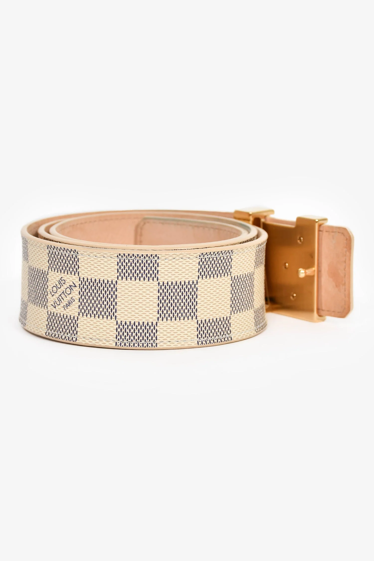 Louis Vuitton Damier Azur Canvas LV Buckle Belt Size 85/34 - Image 2