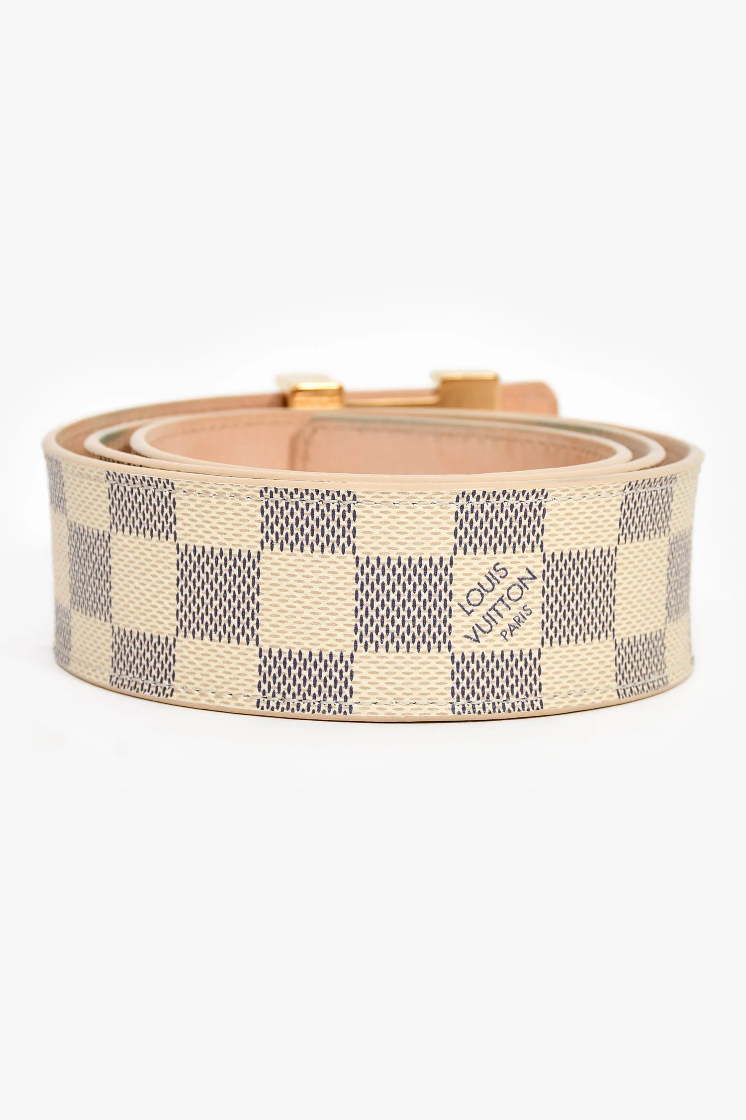 Louis Vuitton Damier Azur Canvas LV Buckle Belt Size 85/34 - Image 3