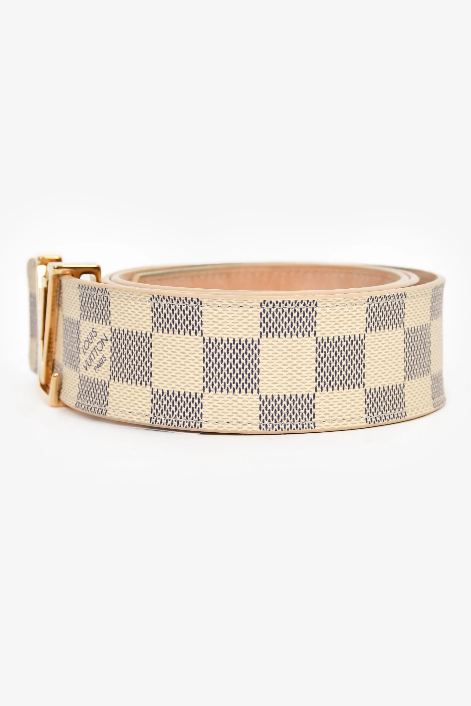 Louis Vuitton Damier Azur Canvas LV Buckle Belt Size 85/34 - Image 4