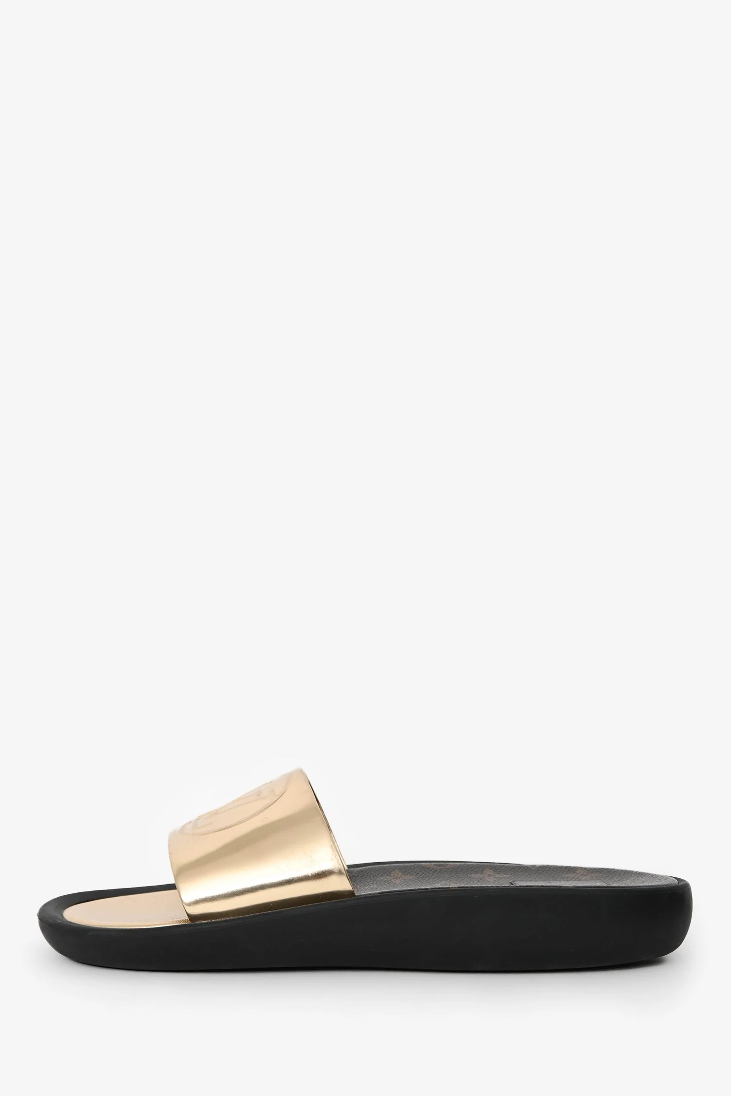 Louis Vuitton Gold Leather Monogram Slides Size 40 - Image 5