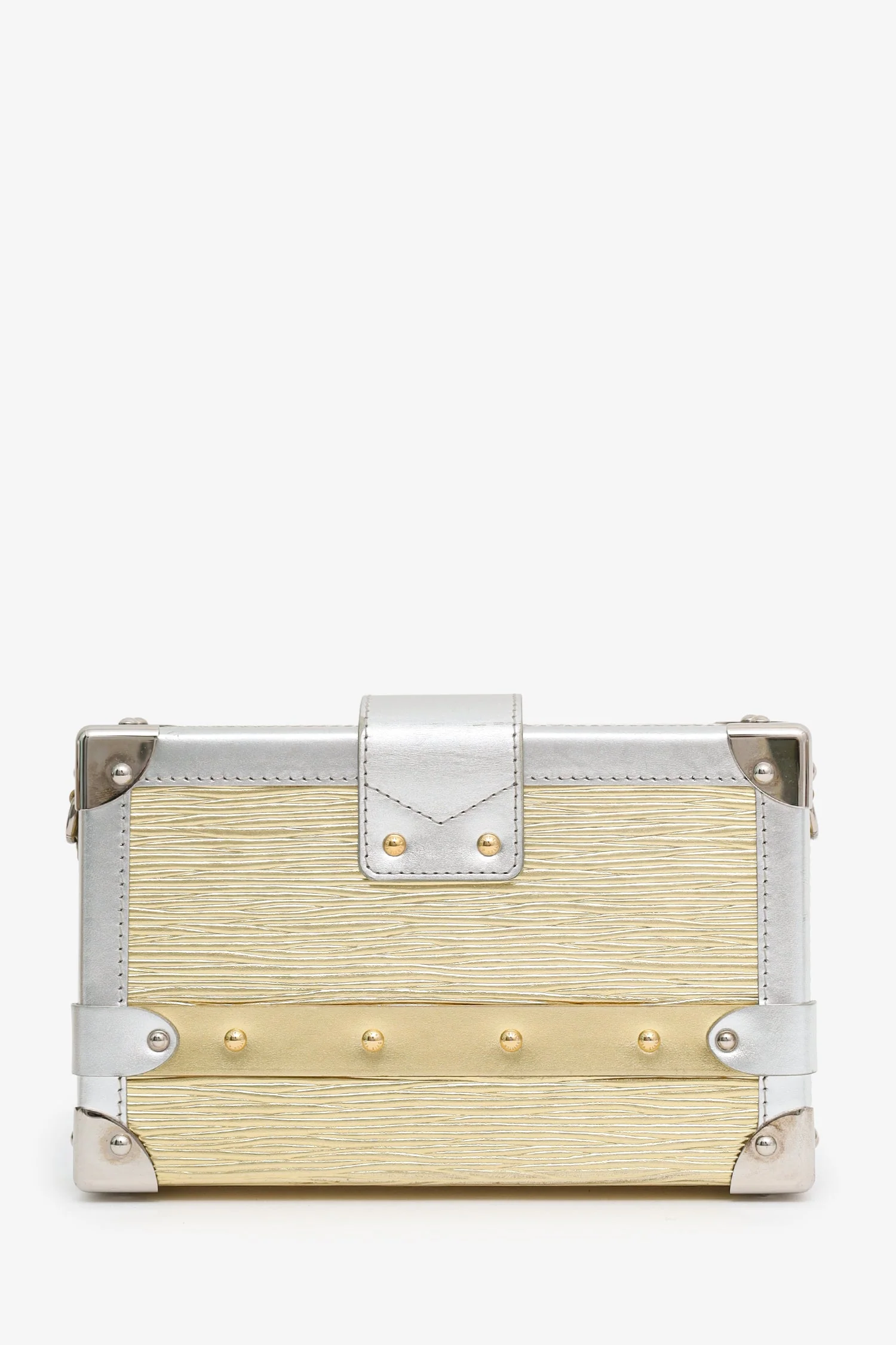 Louis Vuitton Gold/Silver Metallic Epi Leather 'Petit Malle' With Strap - Image 2