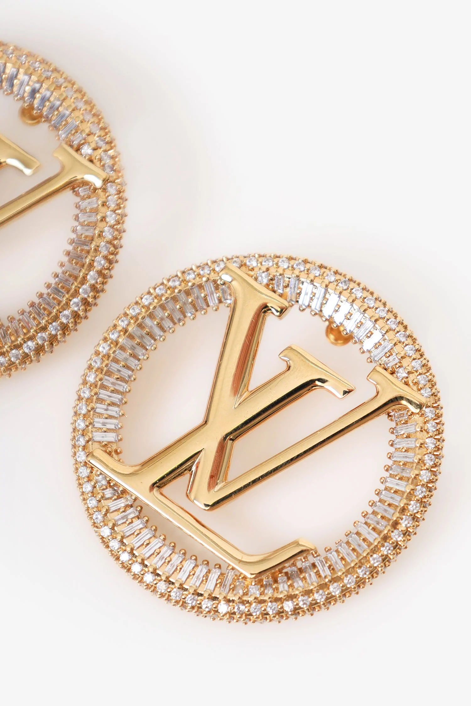 Louis Vuitton Gold Tone Crystal Embellished Sparkling Louise Earrings - Image 2