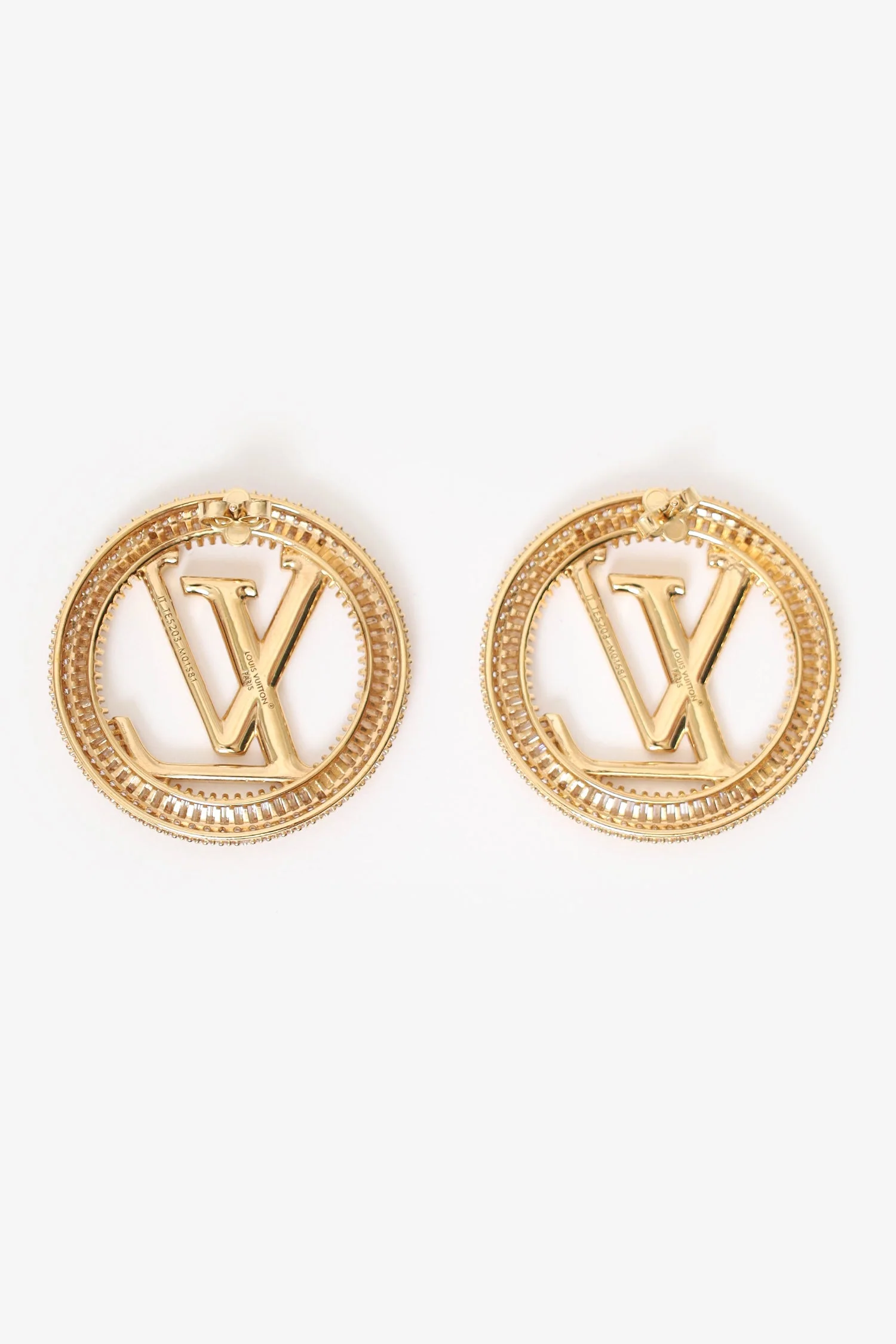 Louis Vuitton Gold Tone Crystal Embellished Sparkling Louise Earrings - Image 3