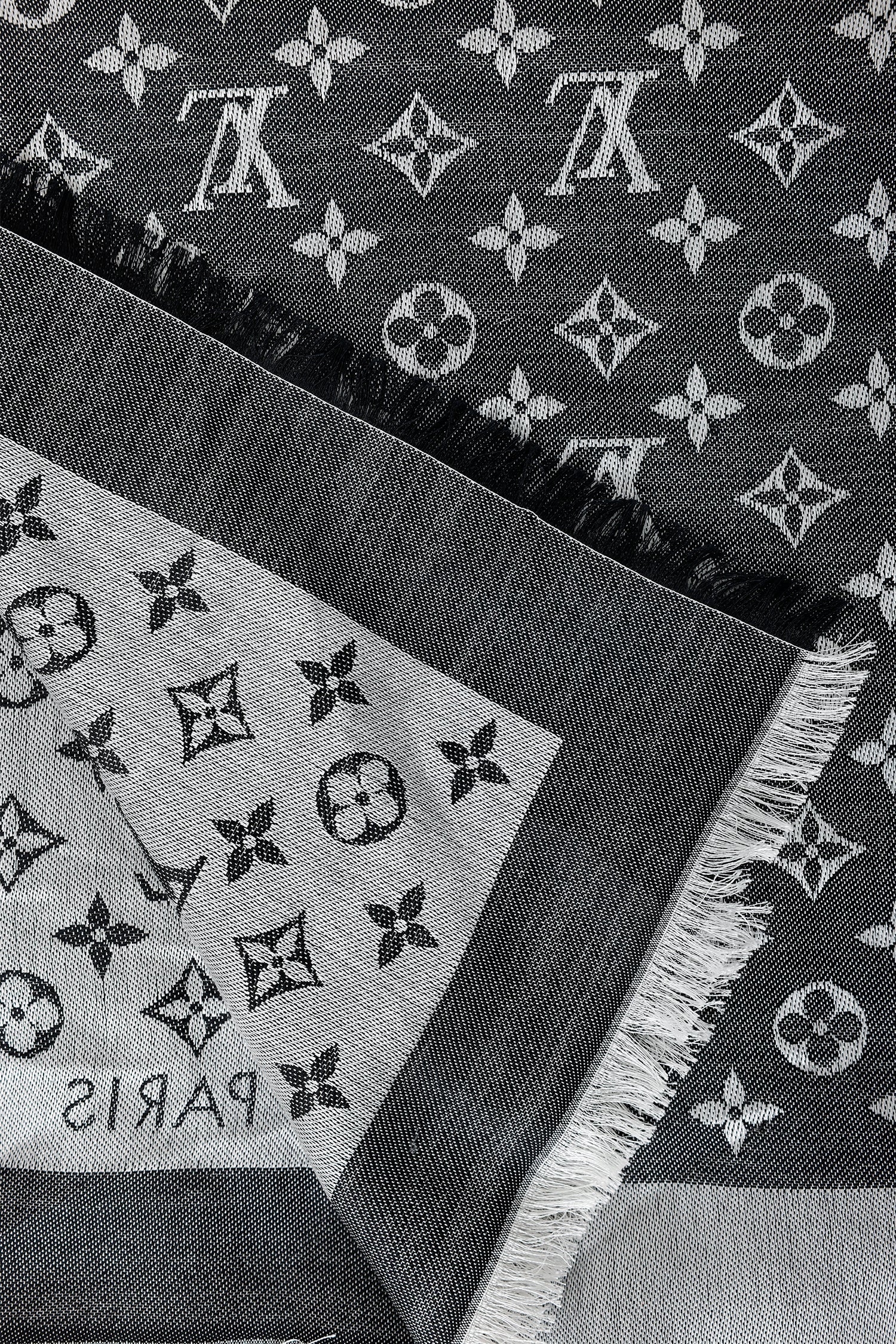 Louis Vuitton Grey Monogram Silk/Wool Scarf - Image 2
