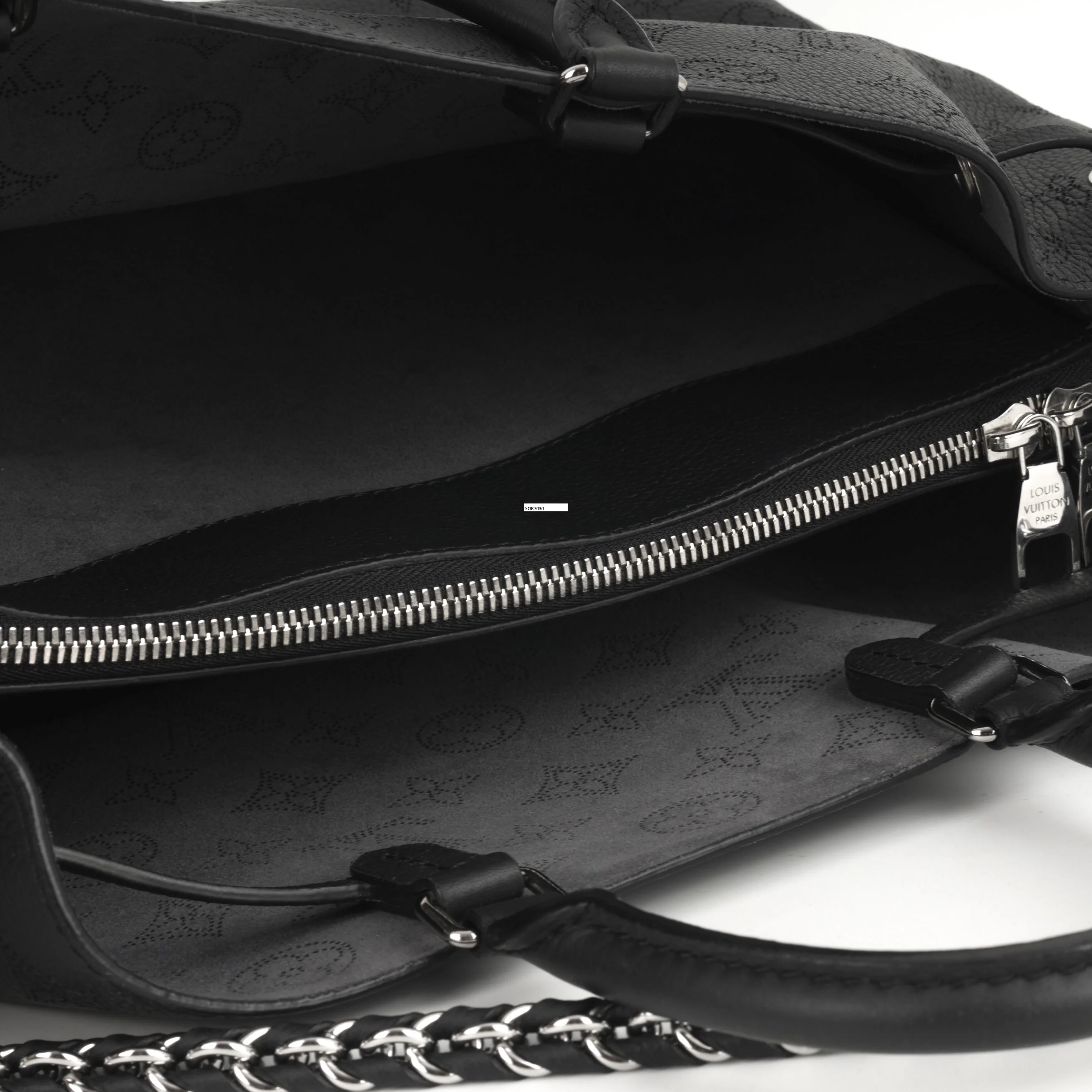 Louis Vuitton Bella Tote - Black Mahina | Silver Hardware - Image 7