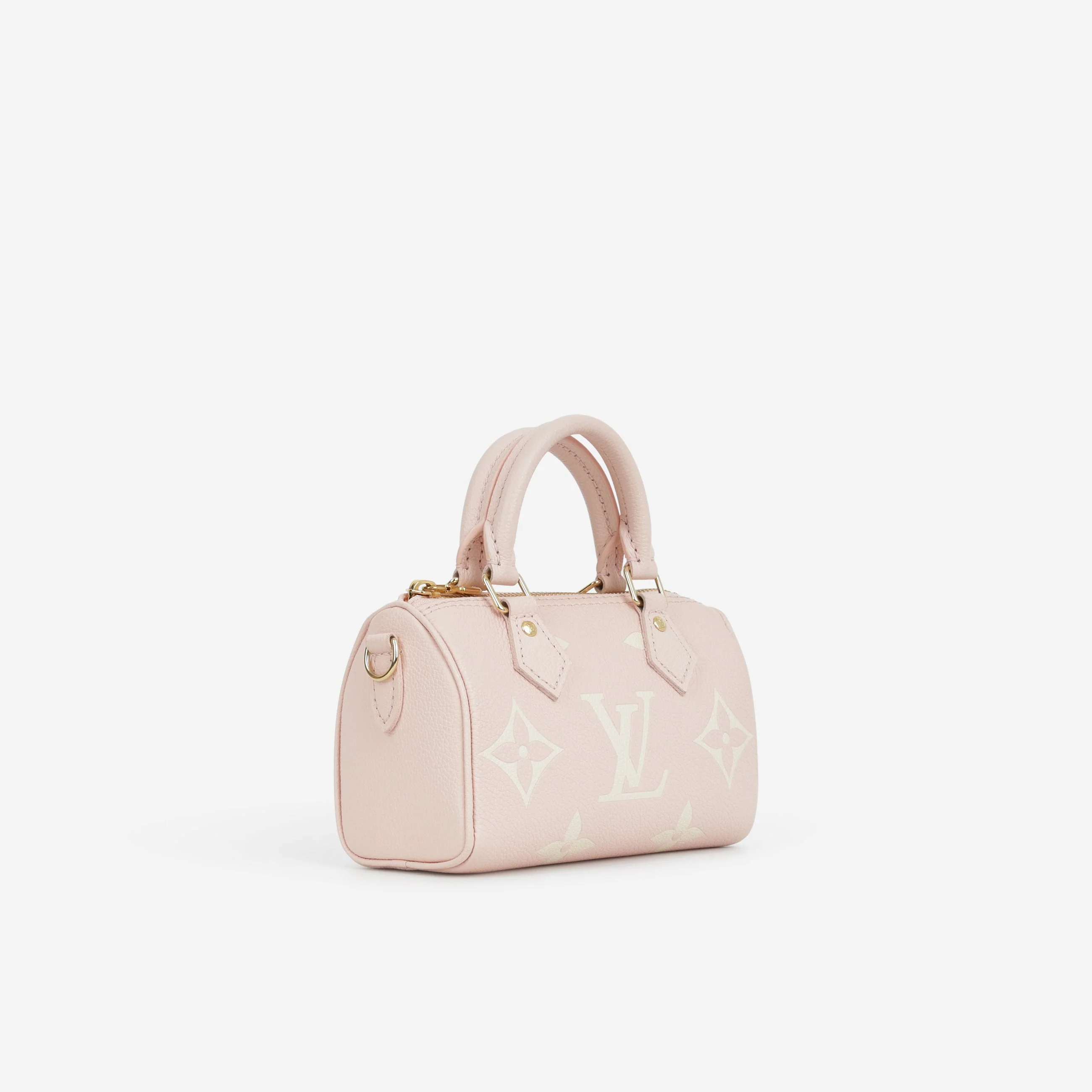 Louis Vuitton Nano Speedy Bandouliere - Rose / White Quartz Empreinte | Gold Hardware - Image 2