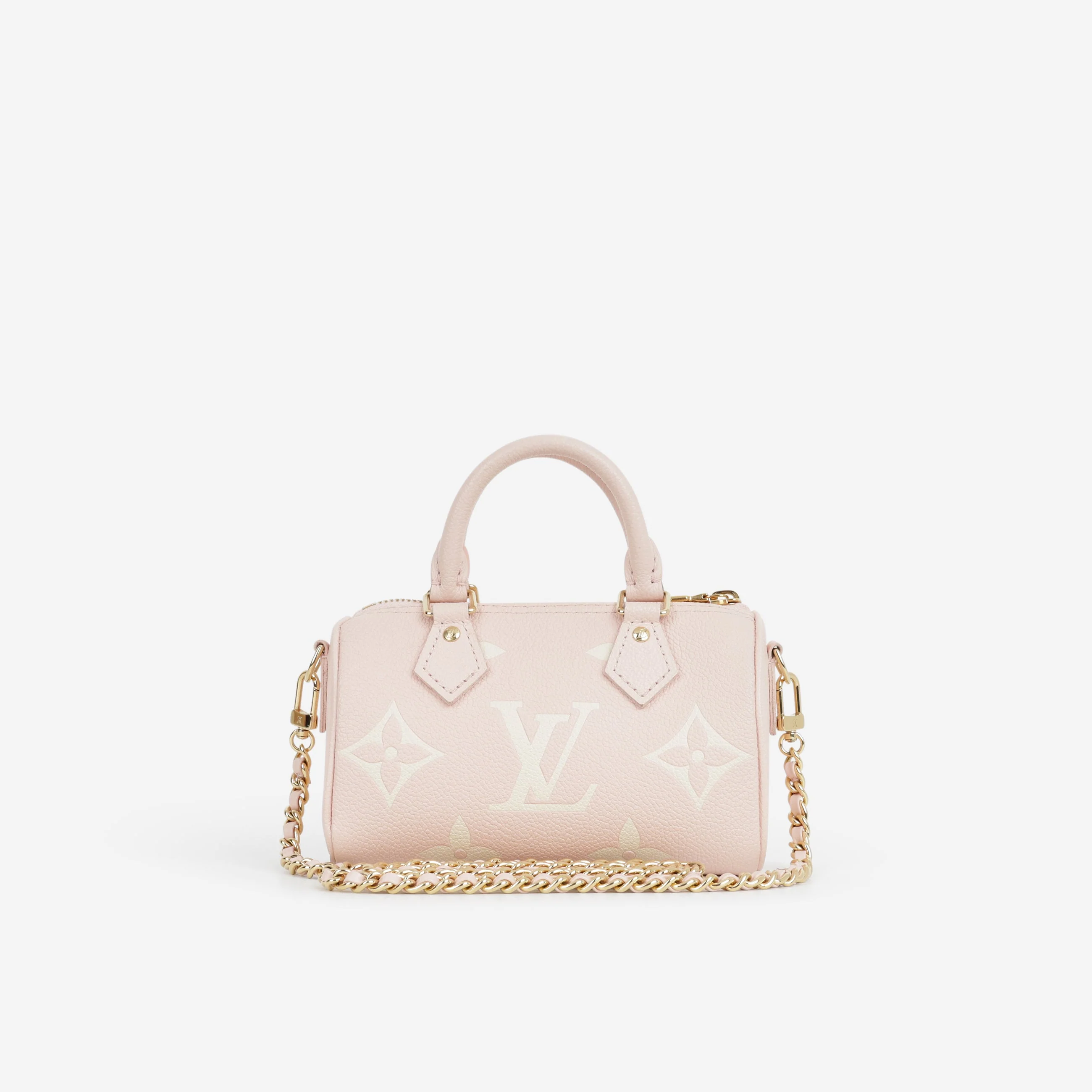 Louis Vuitton Nano Speedy Bandouliere - Rose / White Quartz Empreinte | Gold Hardware - Image 3