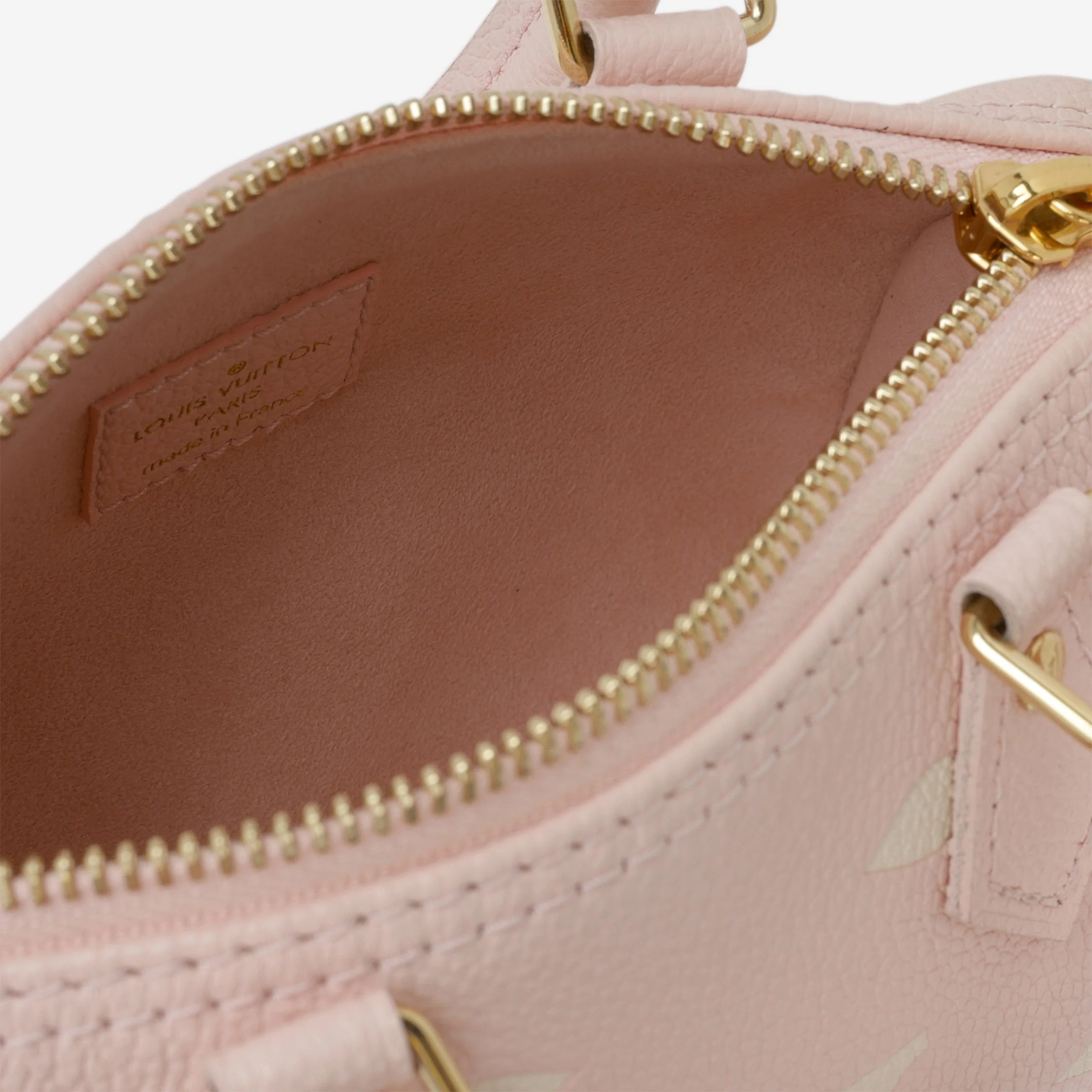 Louis Vuitton Nano Speedy Bandouliere - Rose / White Quartz Empreinte | Gold Hardware - Image 5