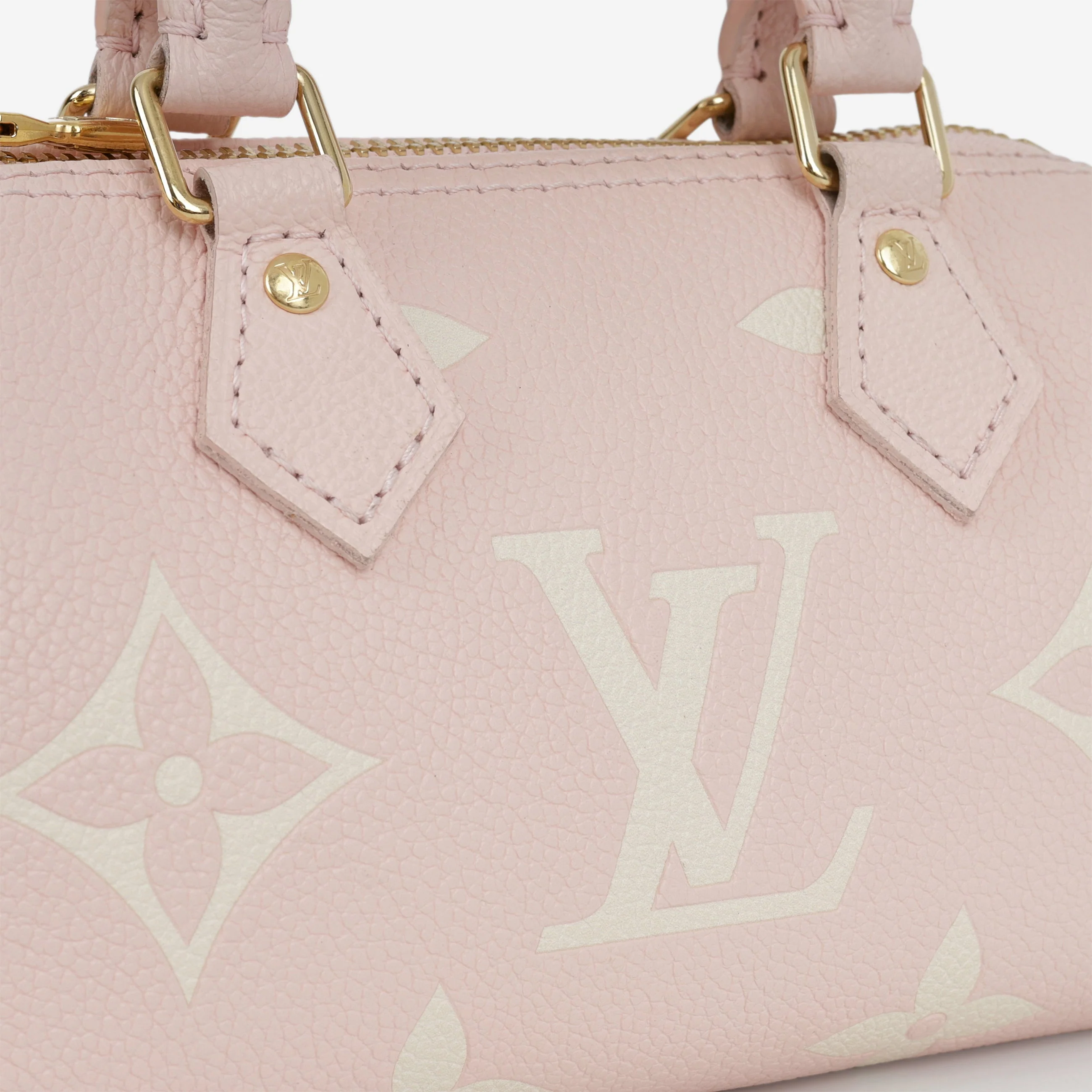 Louis Vuitton Nano Speedy Bandouliere - Rose / White Quartz Empreinte | Gold Hardware - Image 6
