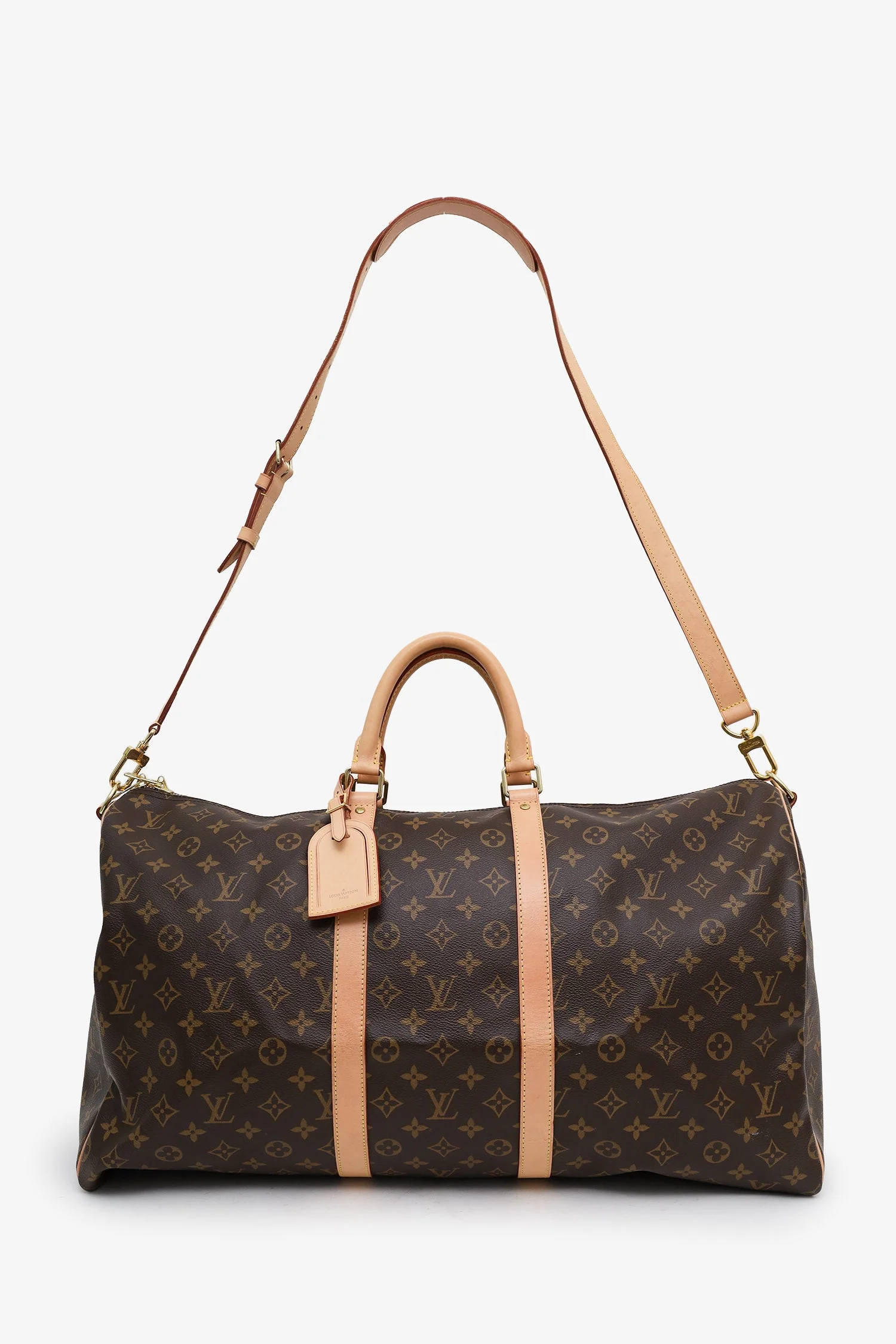 Louis Vuitton Monogram Canvas/Leather Keepall Bandoulière 55 With Strap (Microchip) - Image 6