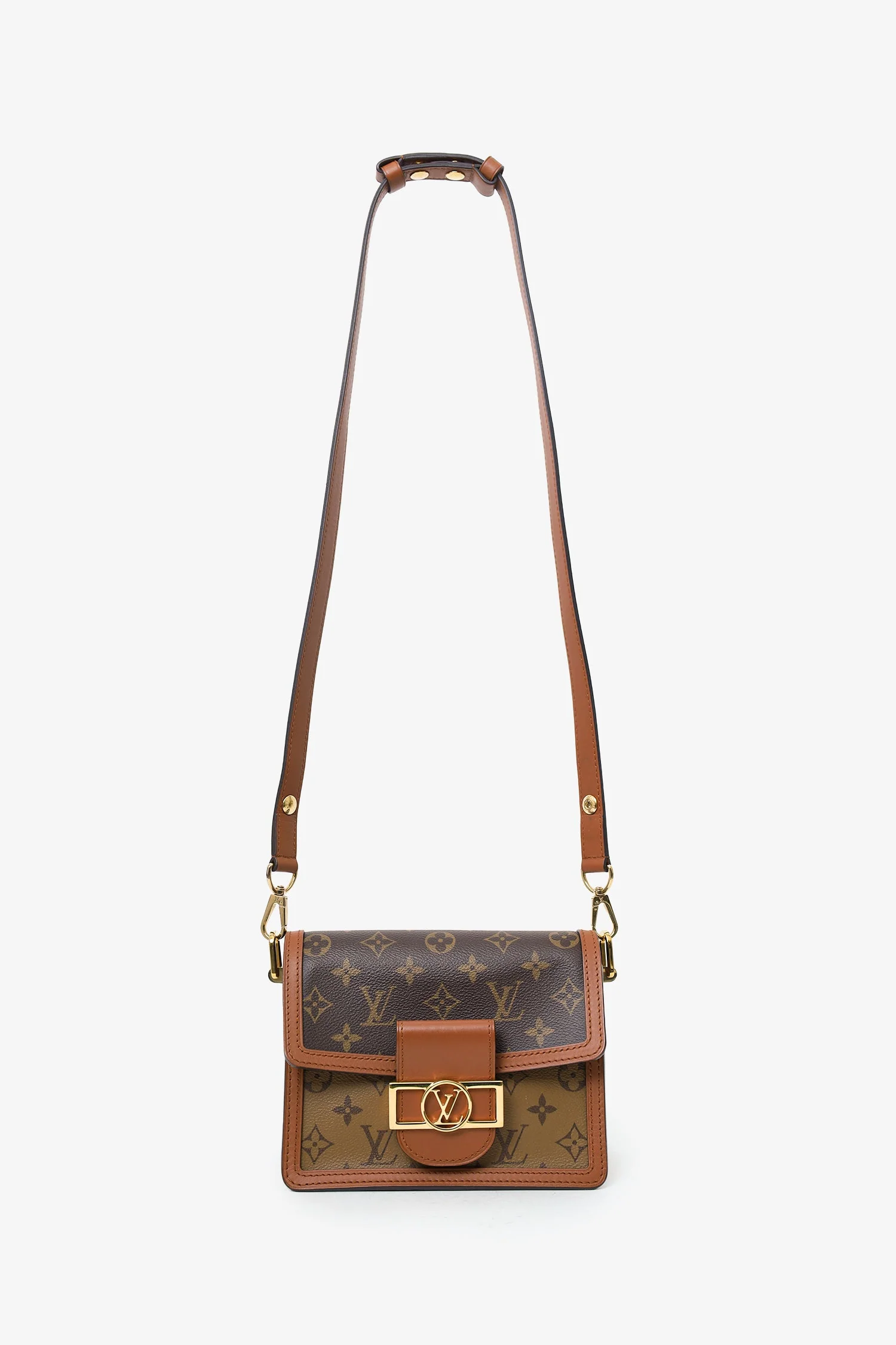 Louis Vuitton Monogram Canvas Mini Dauphine Crossbody Bag With Strap - Image 6