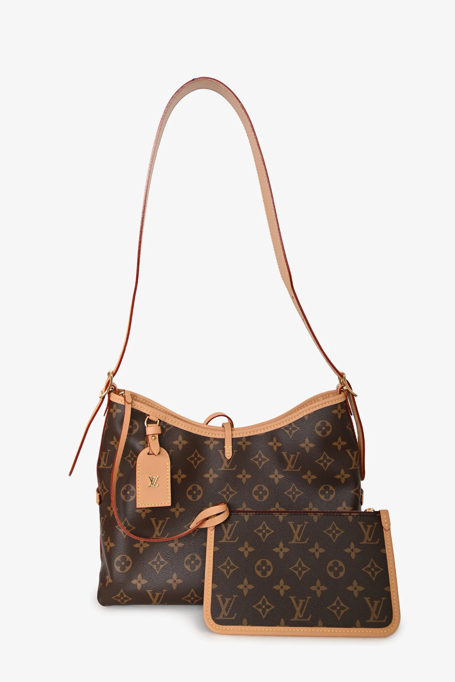 Louis Vuitton Monogram Carryall PM Bucket Bag With Pouch - Image 8