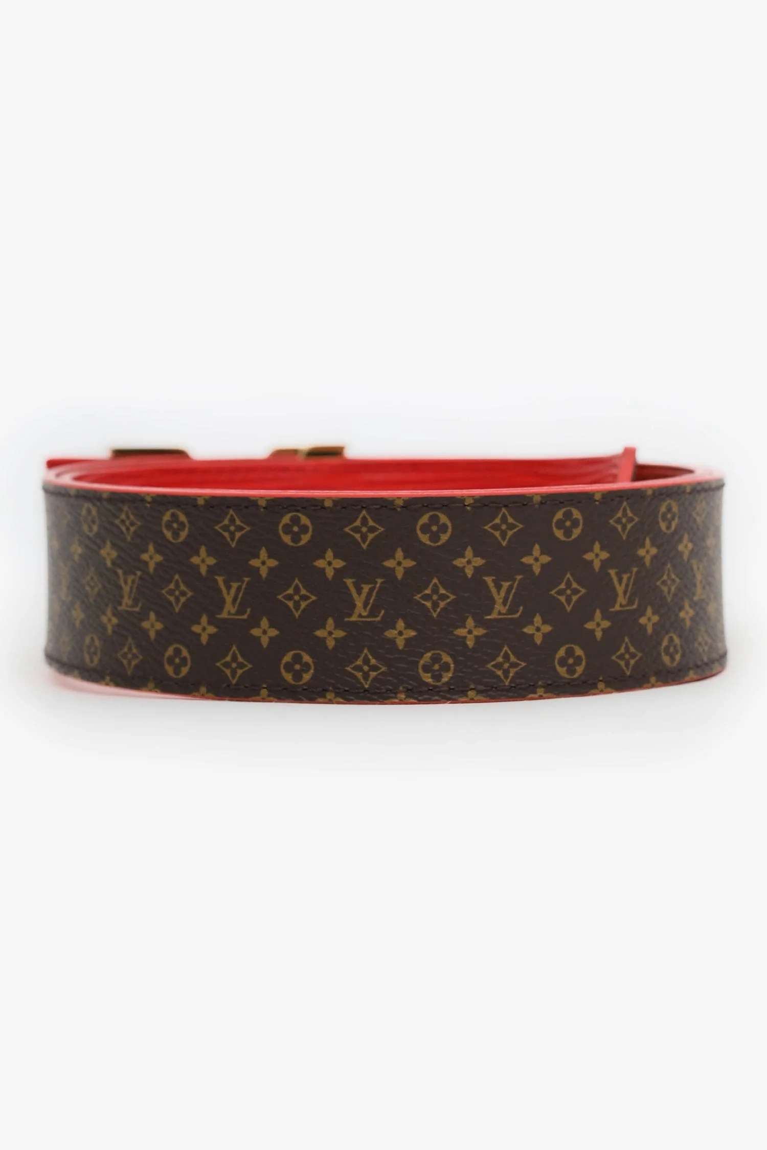 Louis Vuitton Monogram/Red Twist Reversible Belt Size 80 - Image 3