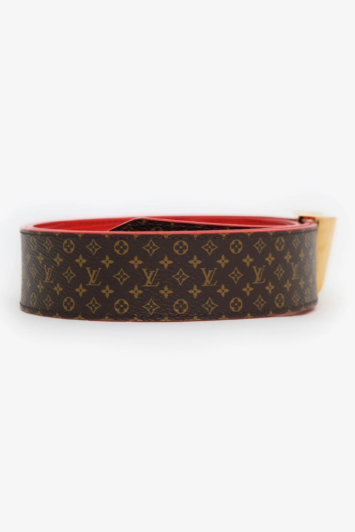 Louis Vuitton Monogram/Red Twist Reversible Belt Size 80 - Image 4