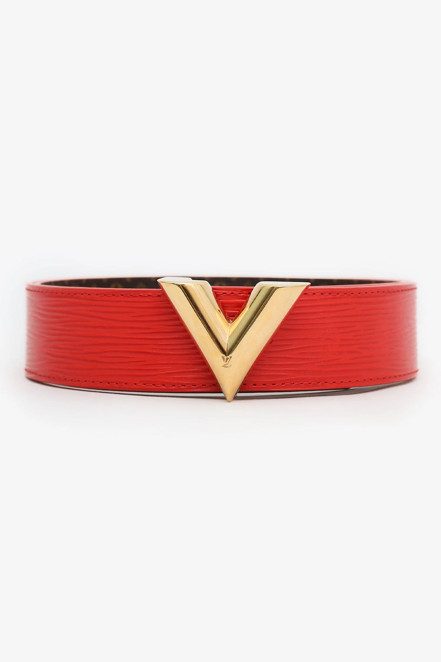 Louis Vuitton Monogram/Red Twist Reversible Belt Size 80 - Image 5