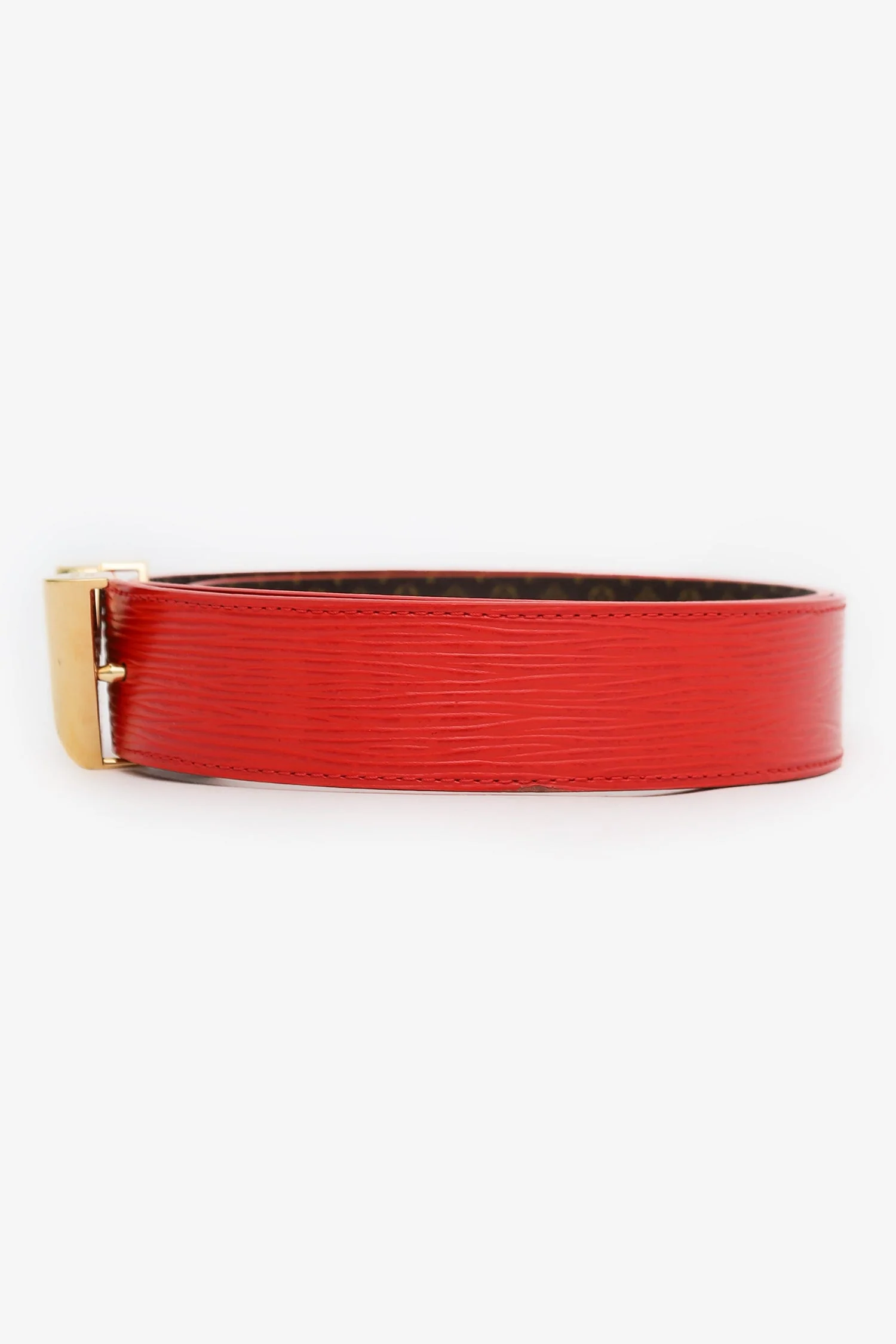 Louis Vuitton Monogram/Red Twist Reversible Belt Size 80 - Image 6