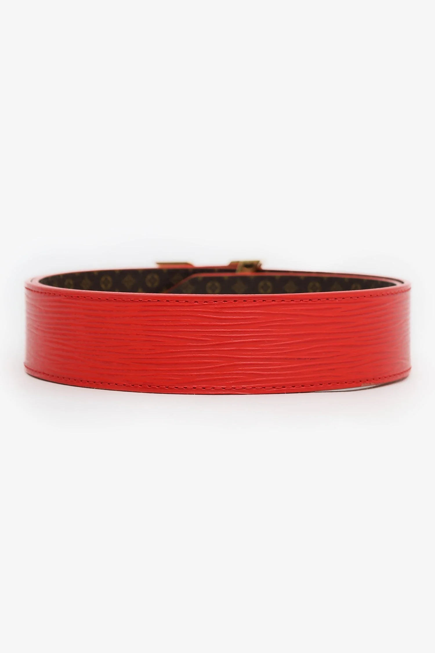 Louis Vuitton Monogram/Red Twist Reversible Belt Size 80 - Image 7