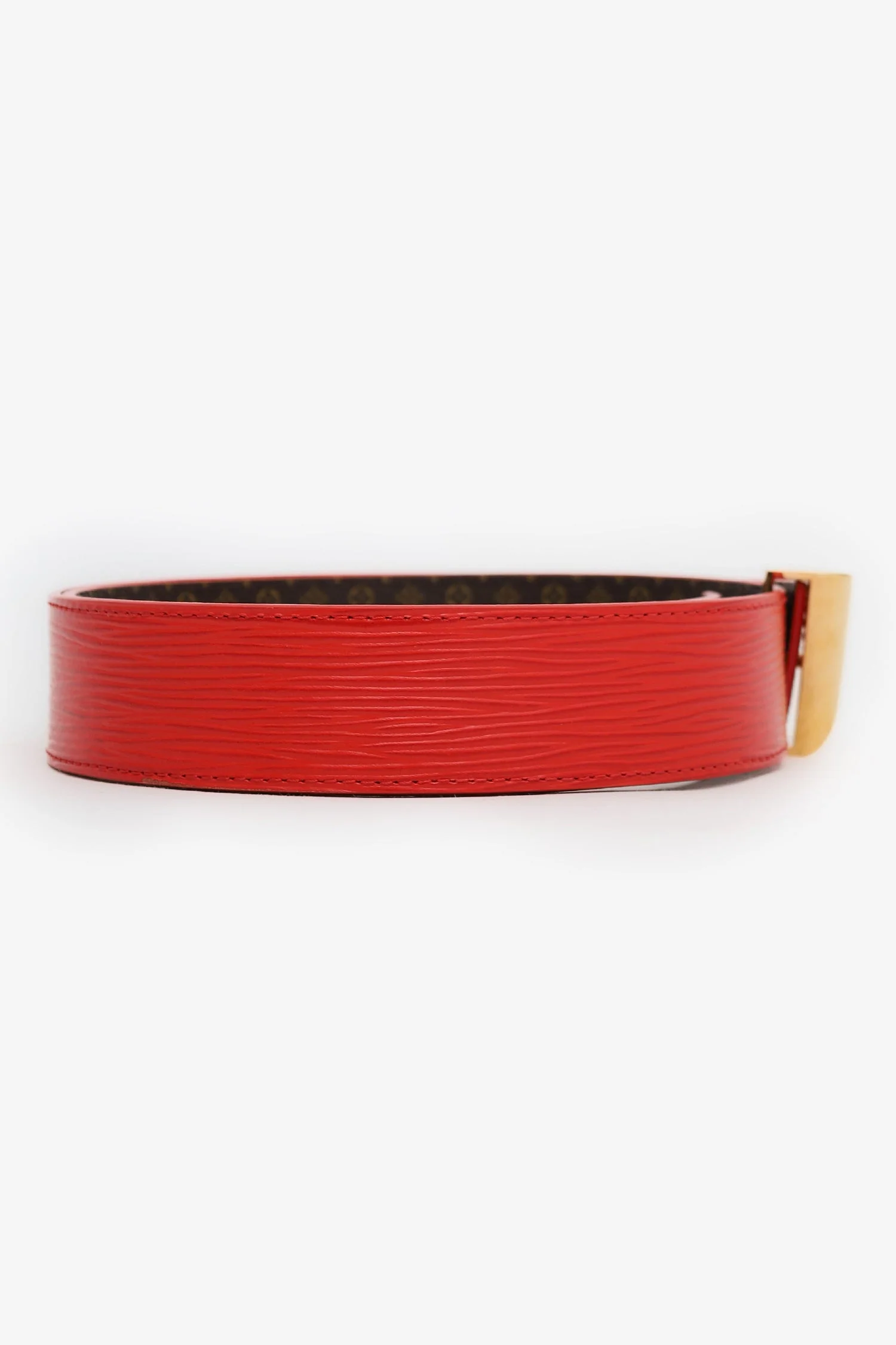 Louis Vuitton Monogram/Red Twist Reversible Belt Size 80 - Image 8