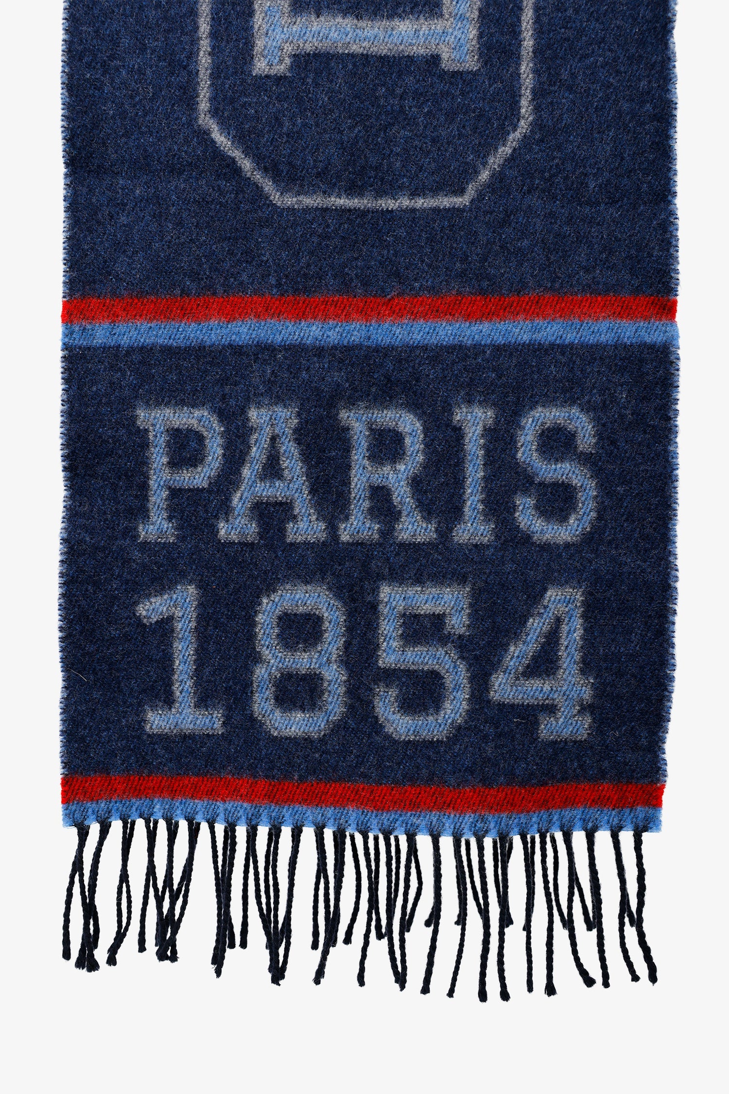 Louis Vuitton Navy/Red Wool/Cashmere Logo Fringe Scarf - Image 2