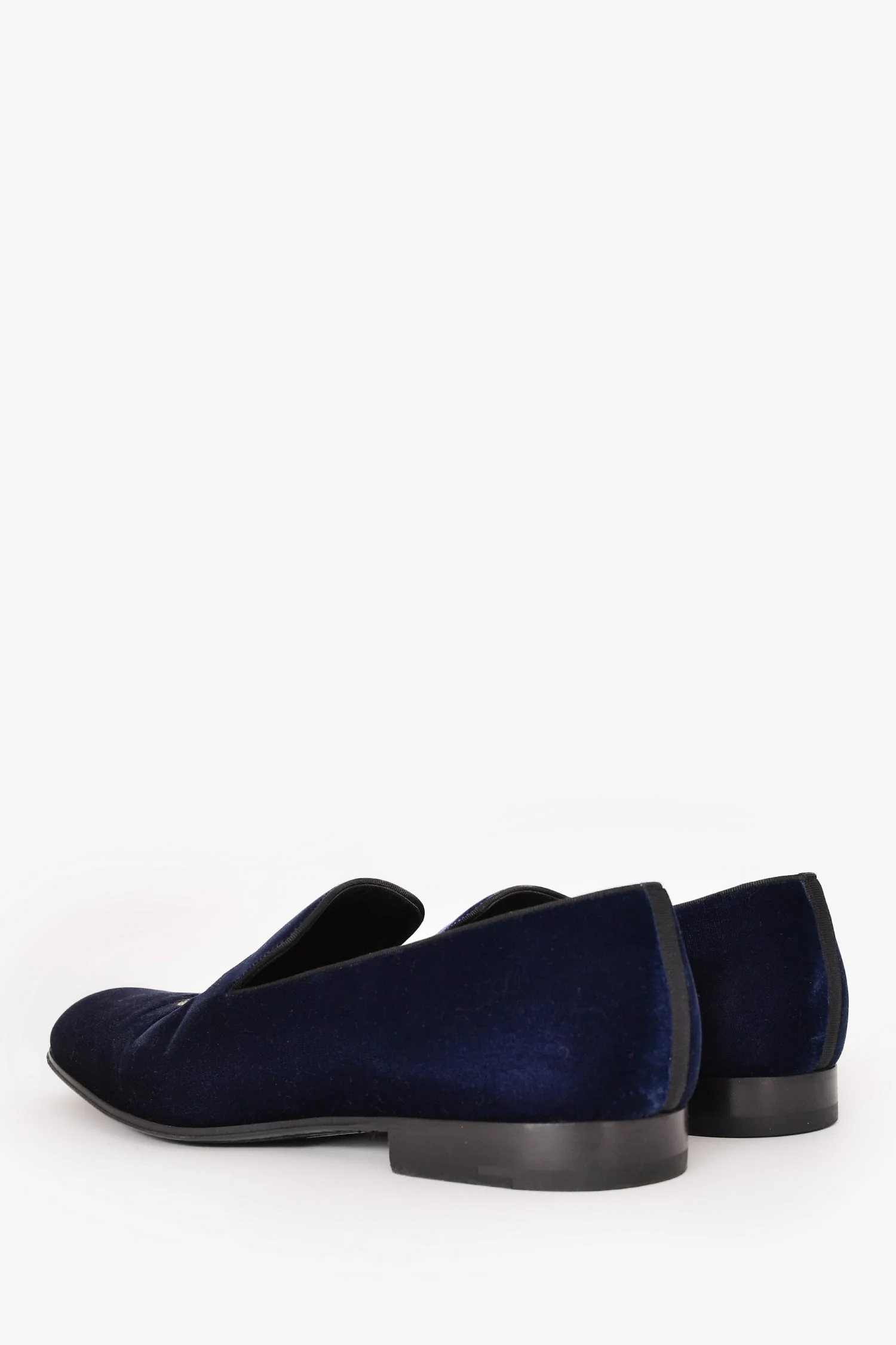 Louis Vuitton Navy Velvet Gold Embroidered Logo Loafers Size 10 Mens - Image 4