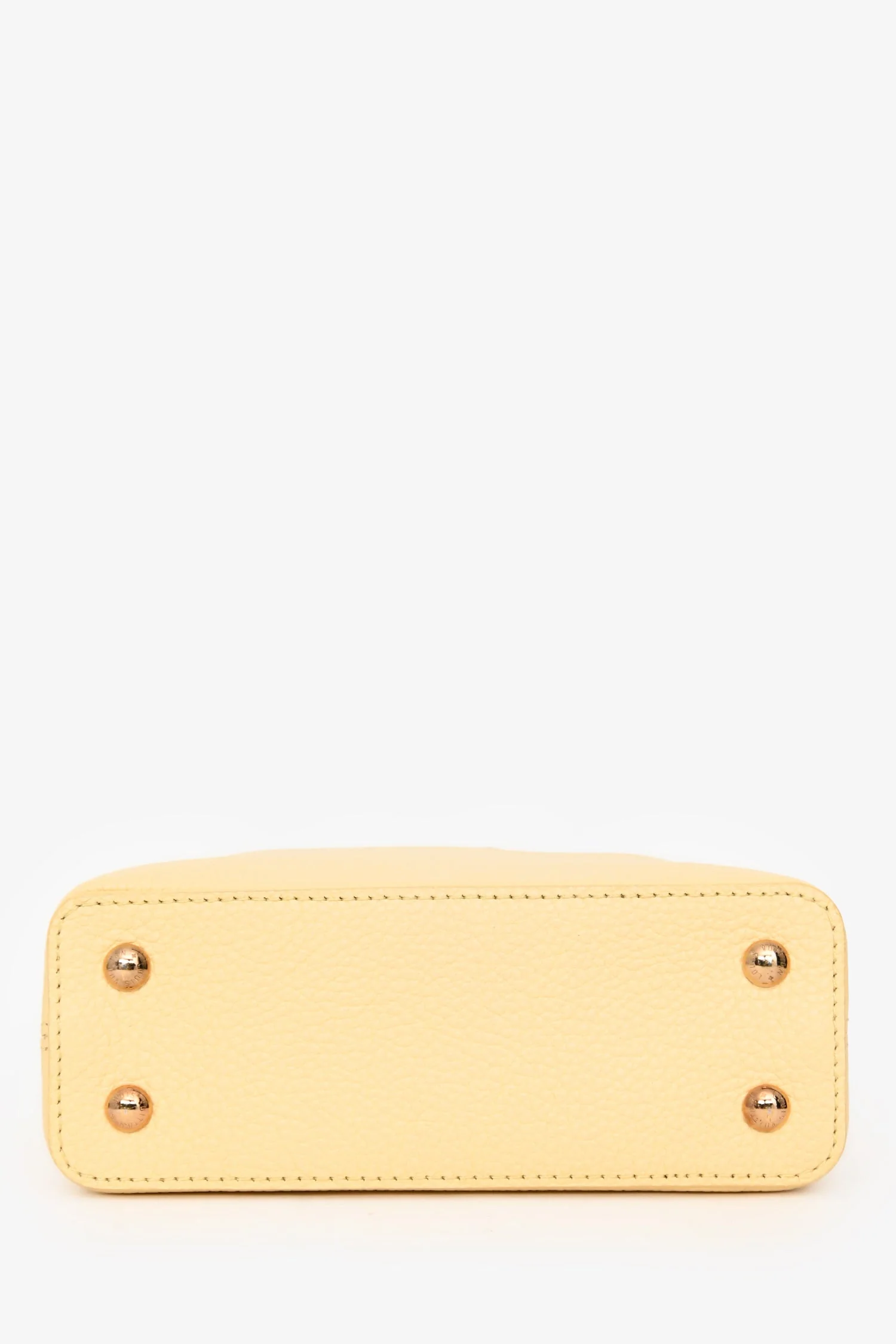 Louis Vuitton Pale Yellow Grained Leather Python Trim Mini Capucines Top Handle with Strap - Image 5