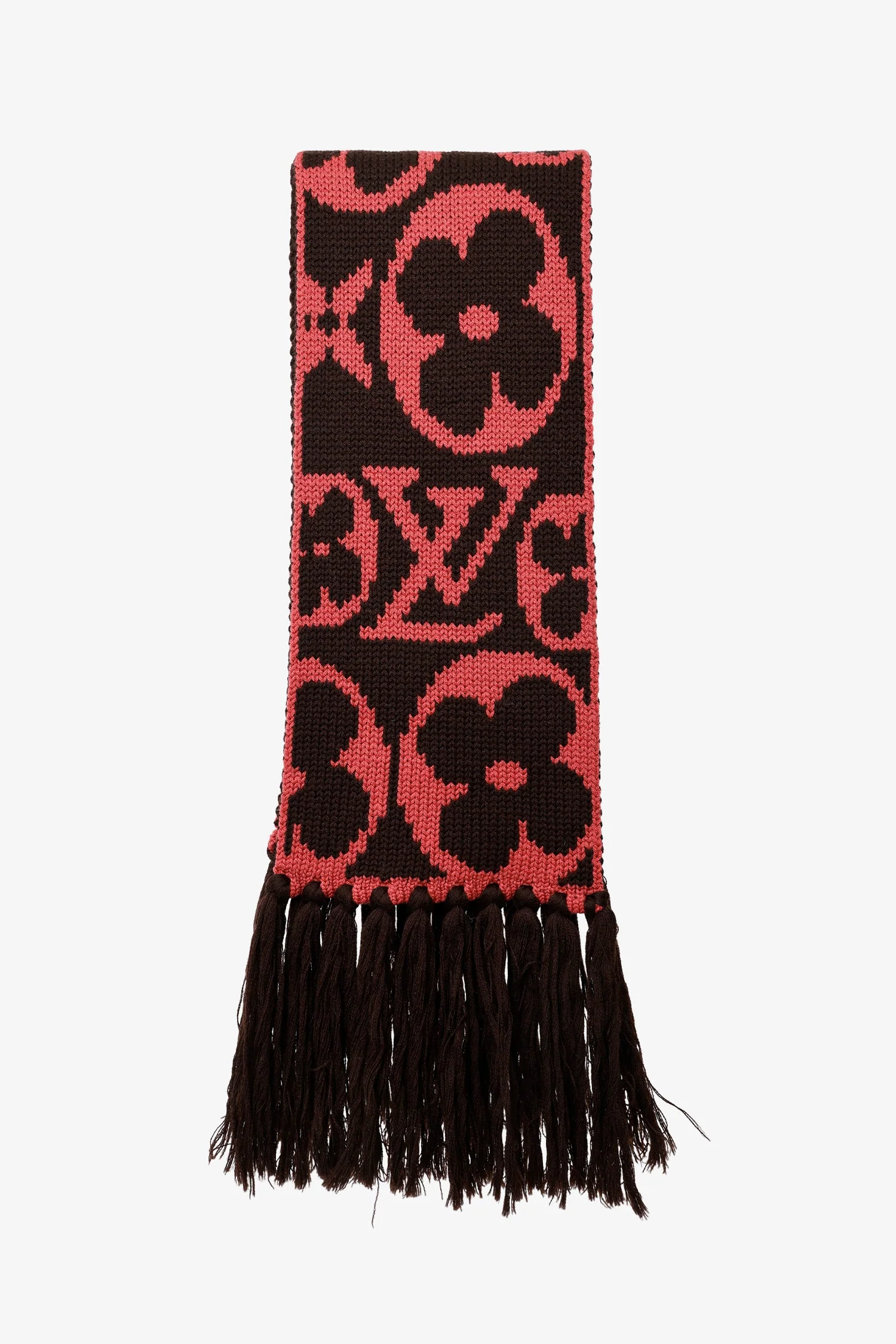 Louis Vuitton Pink/Brown Wool Knit Jumbo Monogram Scarf - Image 4