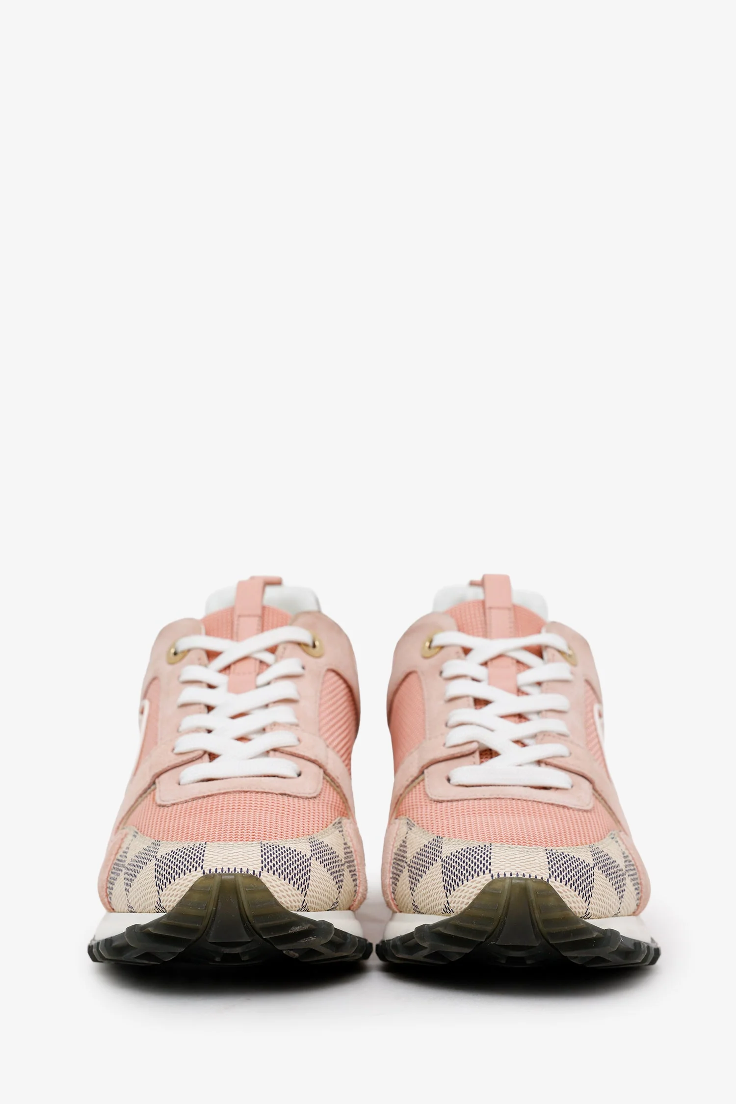 Louis Vuitton Pink Damier Azur Canvas/Calf Leather "Run Away" Sneakers Size 37.5 - Image 3
