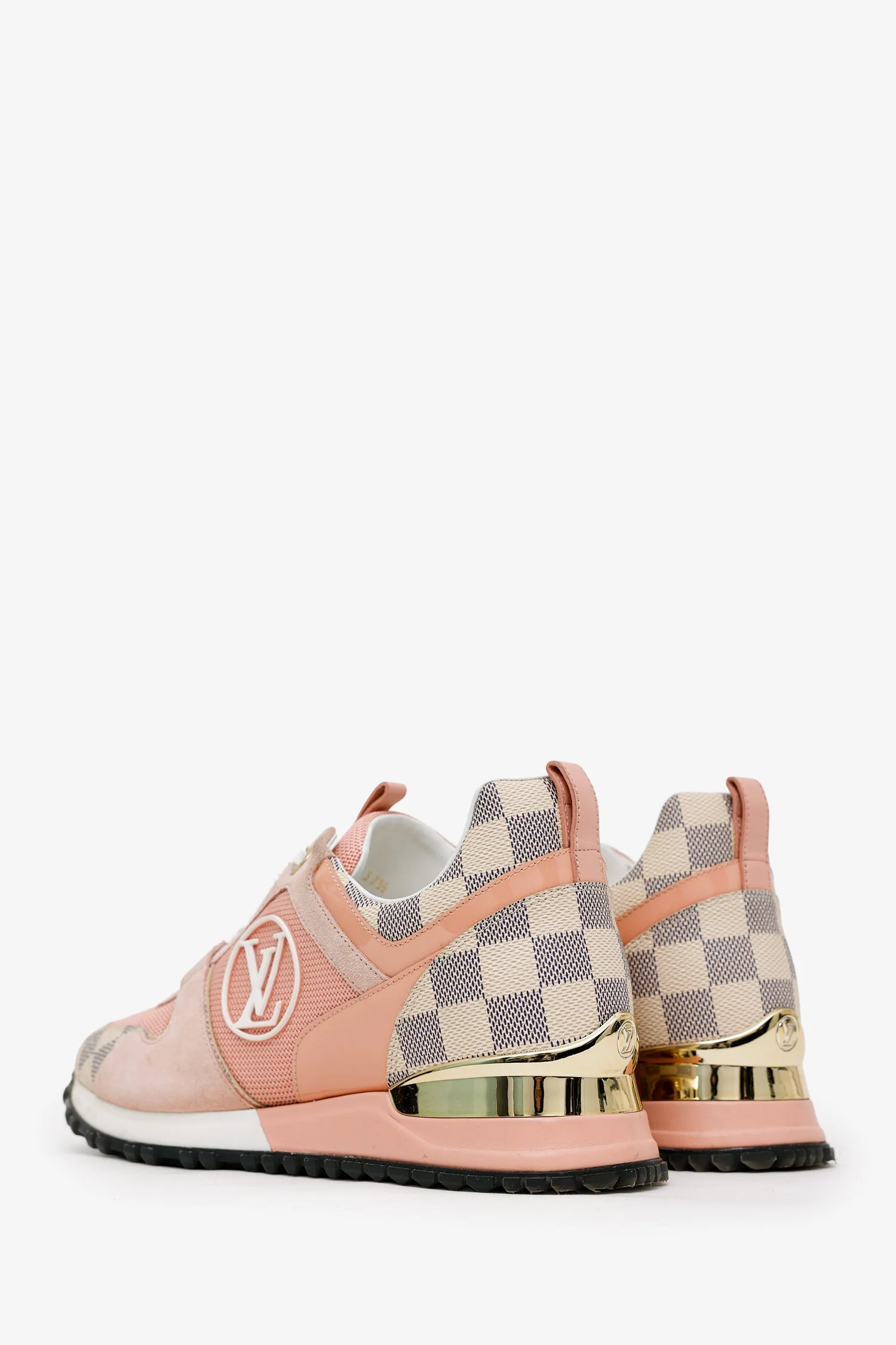 Louis Vuitton Pink Damier Azur Canvas/Calf Leather "Run Away" Sneakers Size 37.5 - Image 4