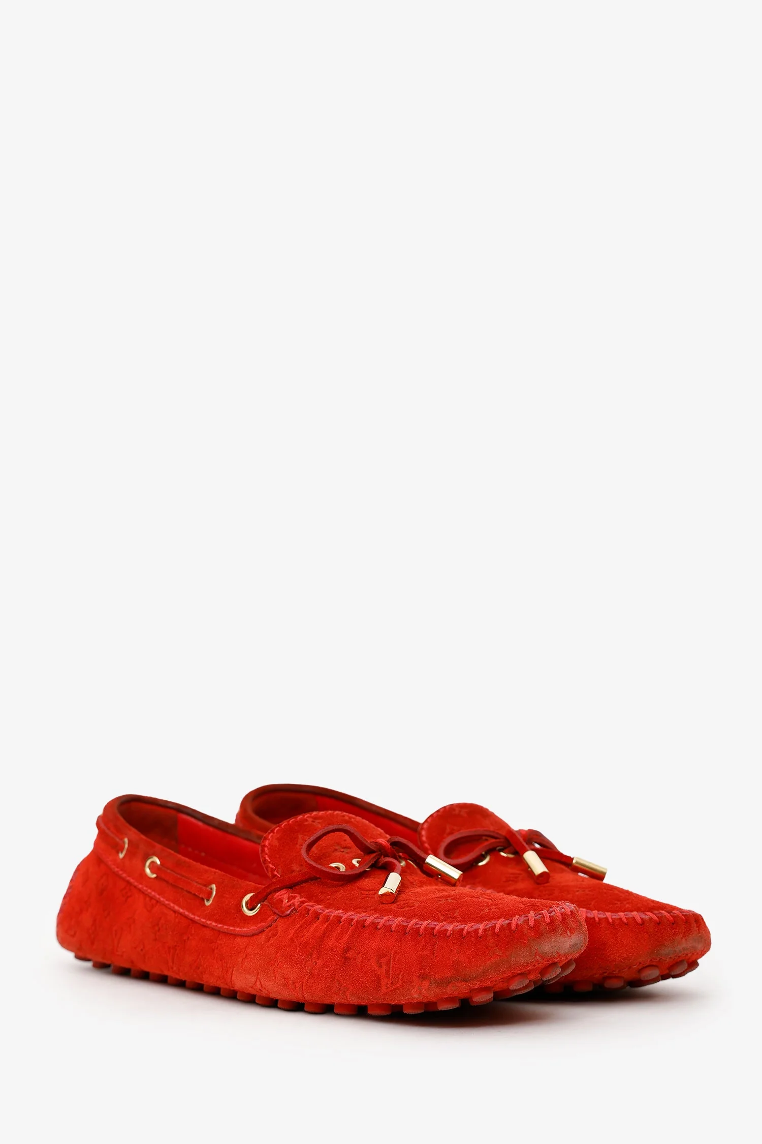 Louis Vuitton Red Suede Slip On Flats Size 40 - Image 2