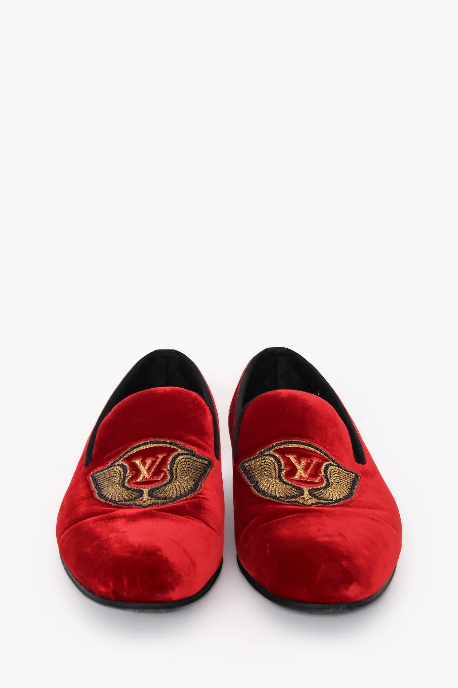 Louis Vuitton Red Velvet Slip-On 'Auteuil' Loafers Size 9 Mens - Image 3