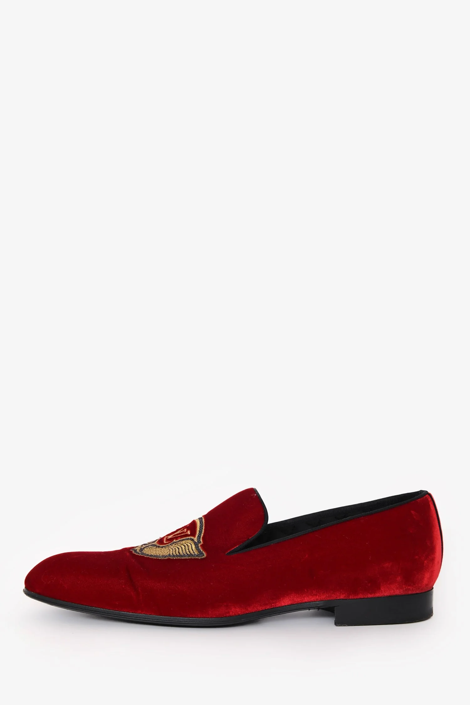 Louis Vuitton Red Velvet Slip-On 'Auteuil' Loafers Size 9 Mens - Image 4